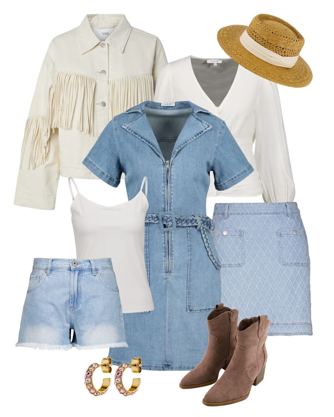 Western-inspirert festivalmote med lys denim, frynser og boots fra FLOYD