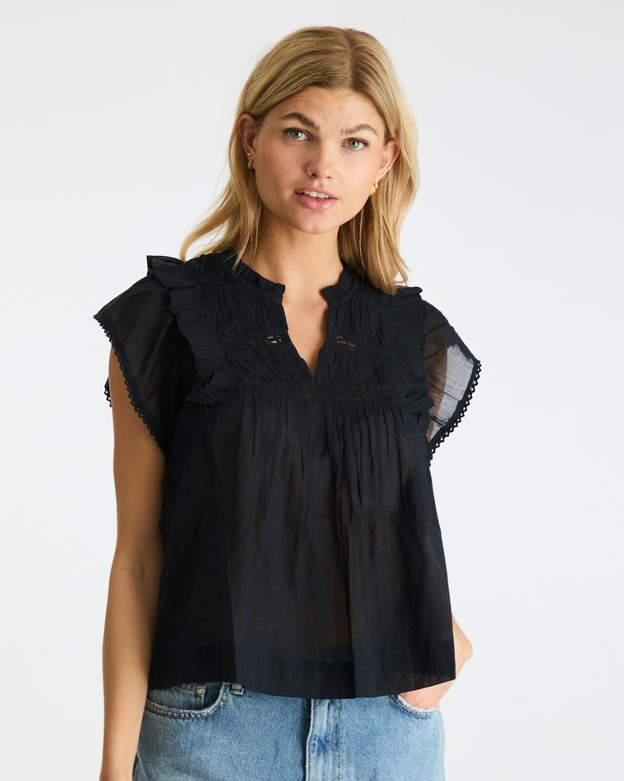 NEO NOIR Topp Jayla S Voile, 34, NEO NOIR Topp Blå 34