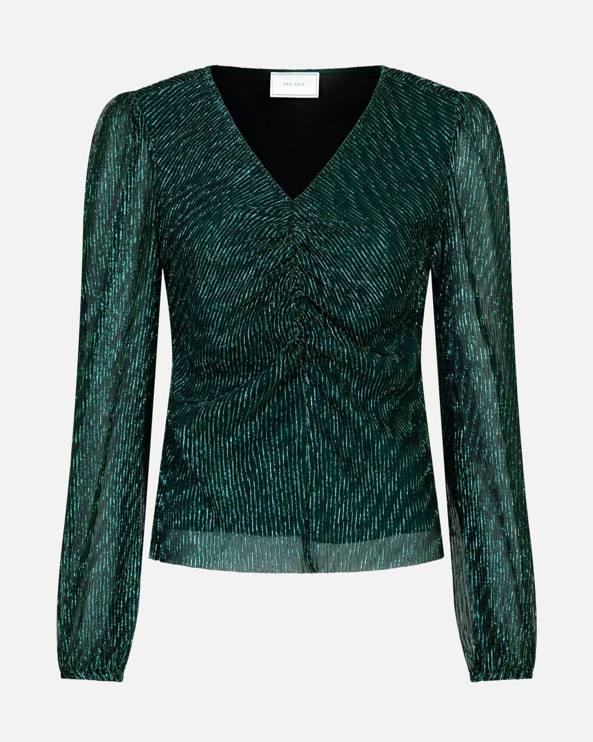 NEO NOIR Topp Ralph Glitz blouse - Green | Festtopper med glitter ...