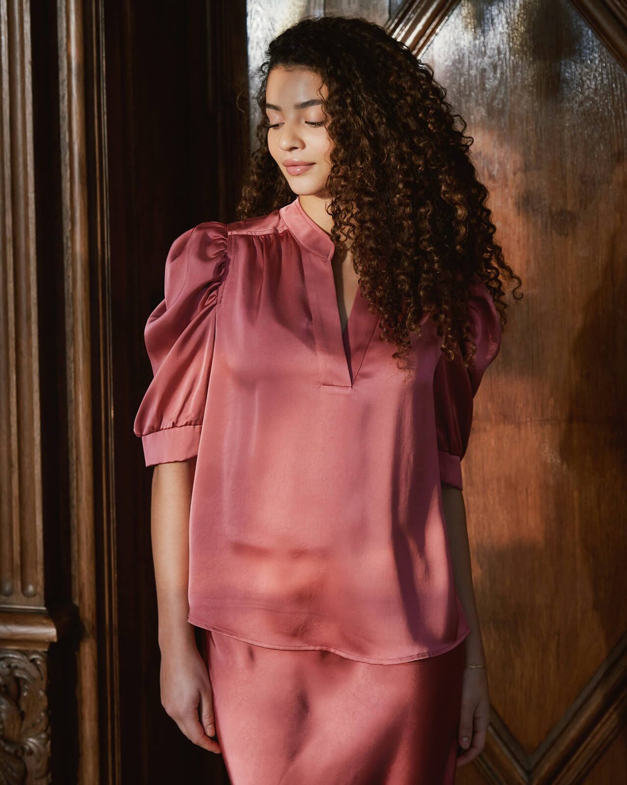 NEO NOIR Bluse Roella Heavy Sateen, 38, NEO NOIR Bluse Rød 38