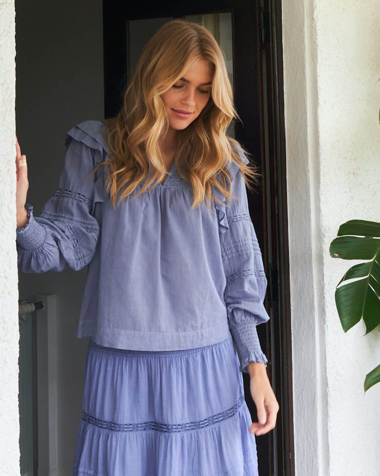 NEO NOIR Bluse Mauri S Voile, 36, NEO NOIR Bluse Blå 36