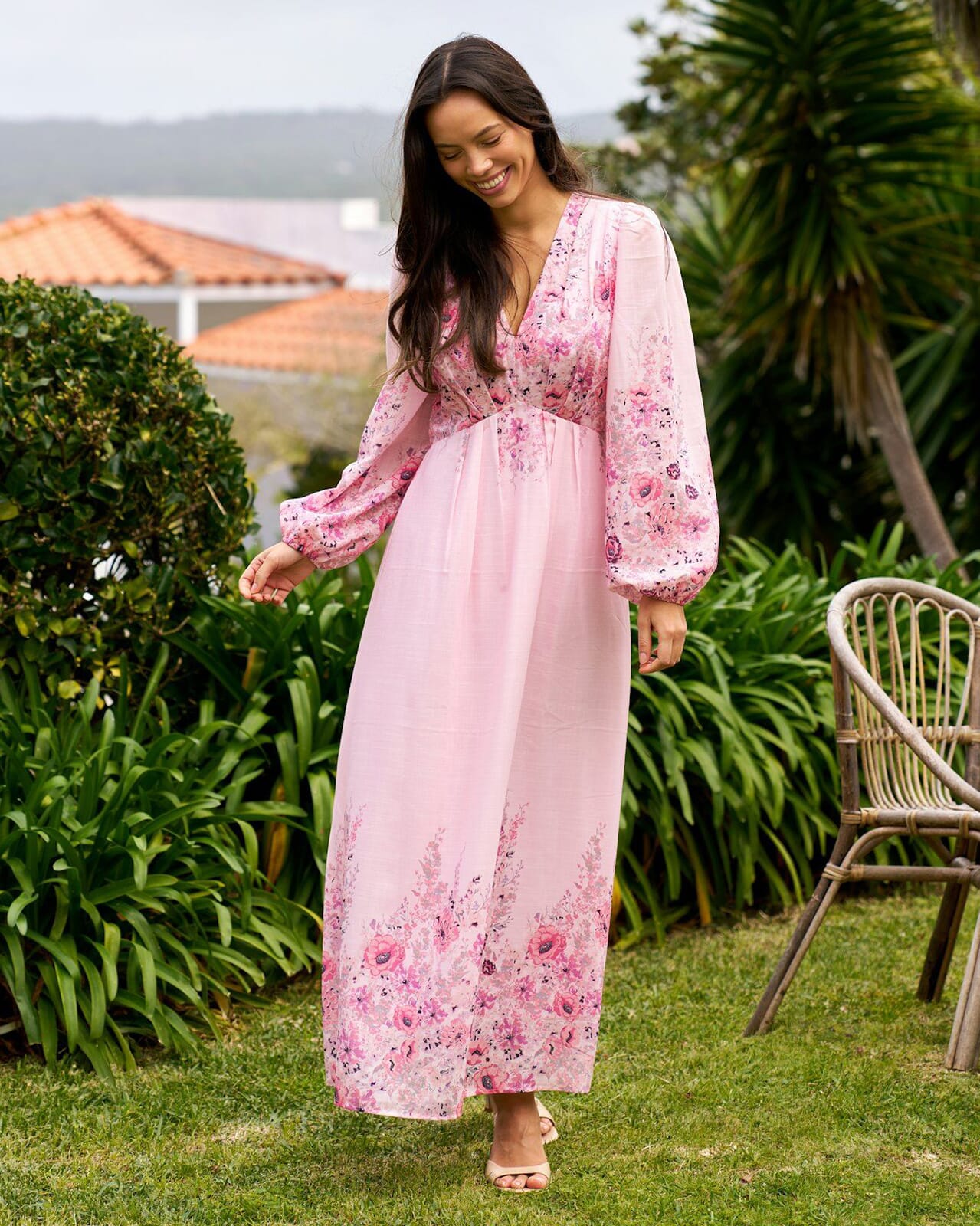 NEO NOIR Maxikjole Silfi Flower, 38, NEO NOIR Kjole Rosa 38