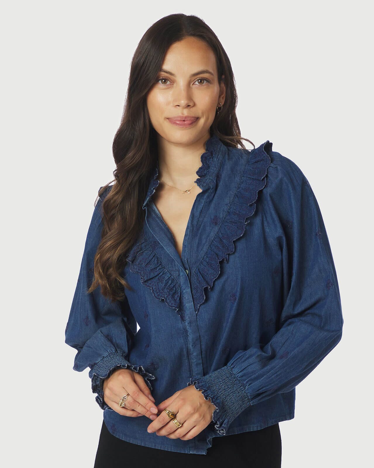 NEO NOIR Bluse Degas Denim, 38, NEO NOIR Bluse Blå 38