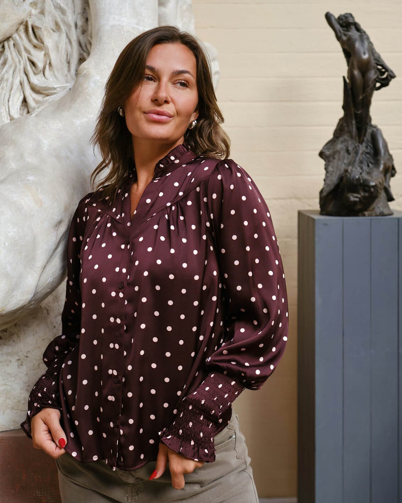 NEO NOIR Bluse Camisa Dot, 36, NEO NOIR Bluse Burgunder 36