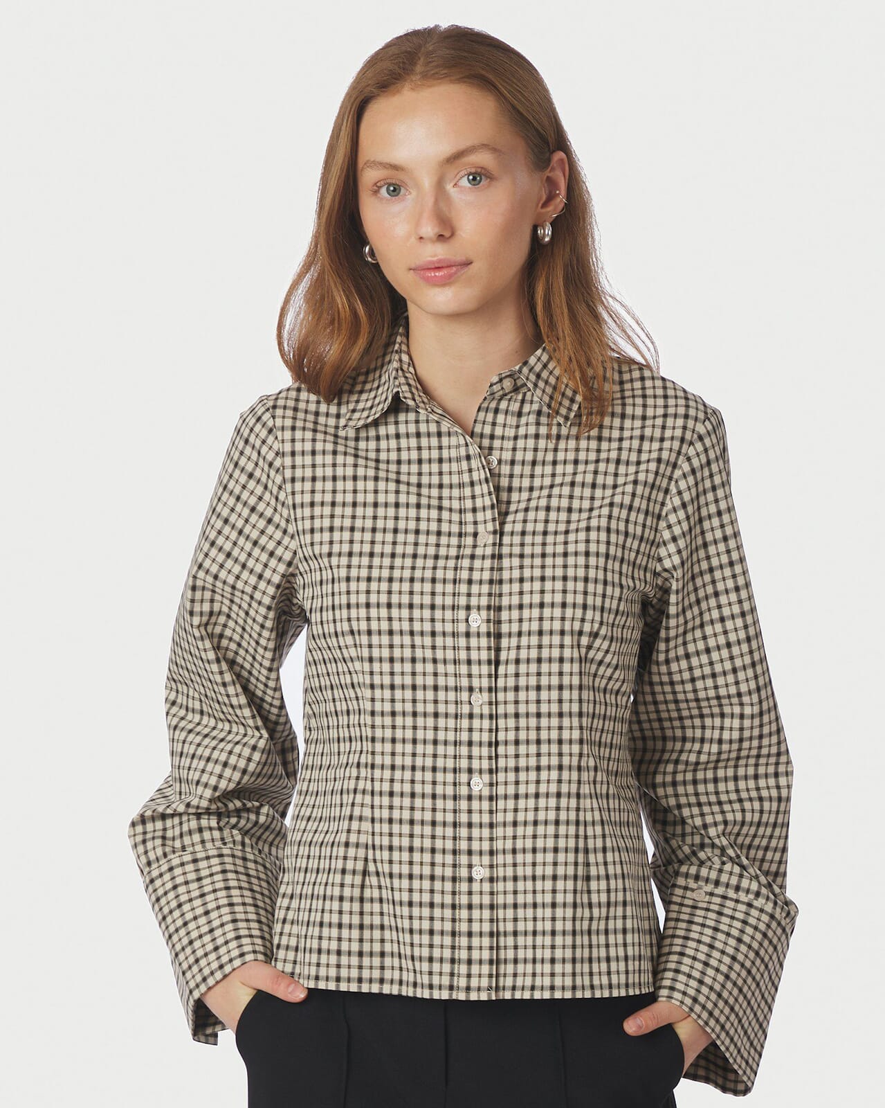 NEO NOIR Skjorte Rosa Checked, 40, NEO NOIR Skjorte Beige 40