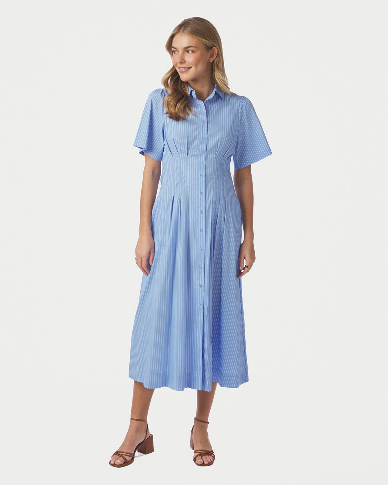 NEO NOIR Skjortekjole Baia Stripe, 36, NEO NOIR Kjole Blå 36