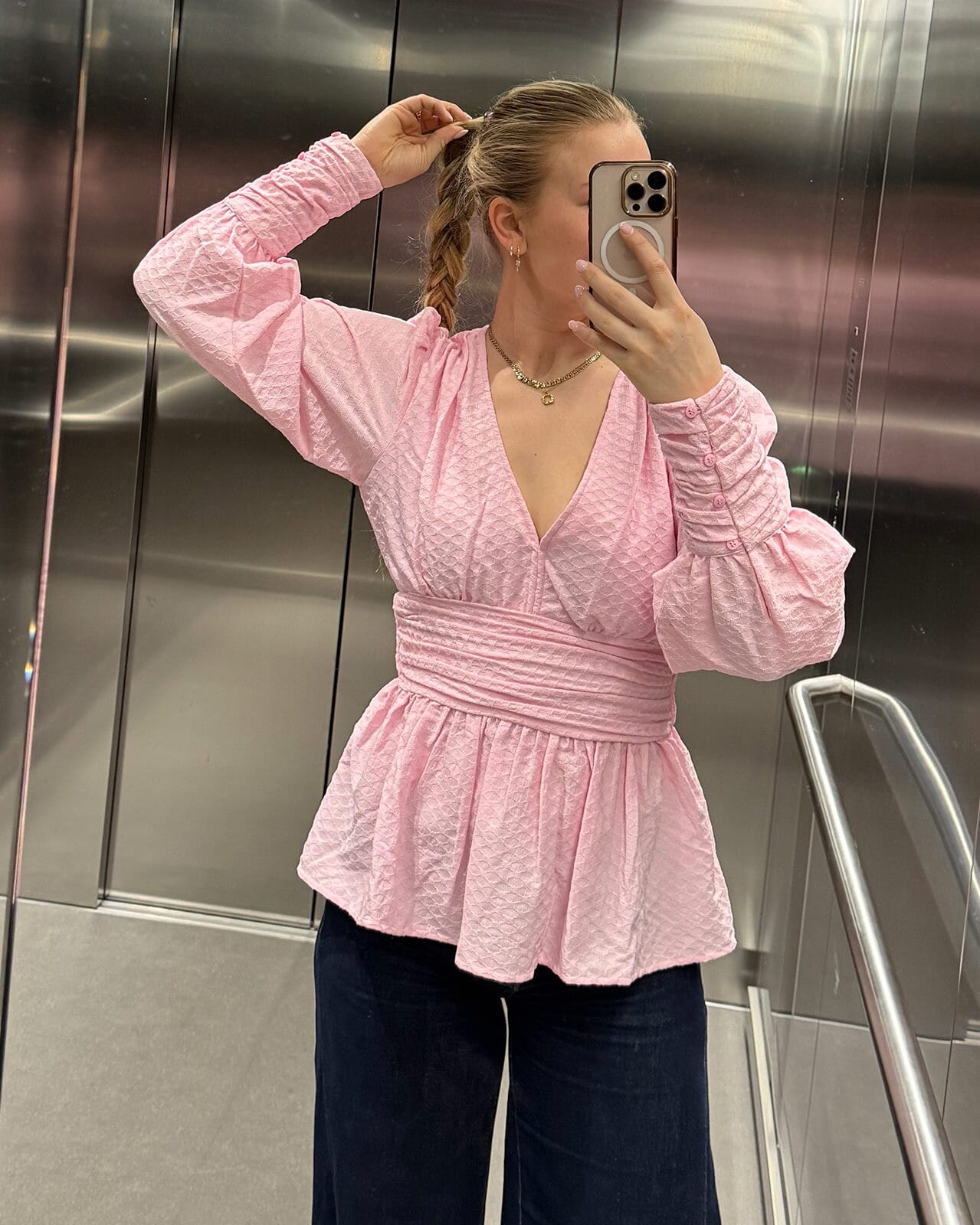 PIECES Topp Monika Flounce, M, PIECES Topp Rosa M