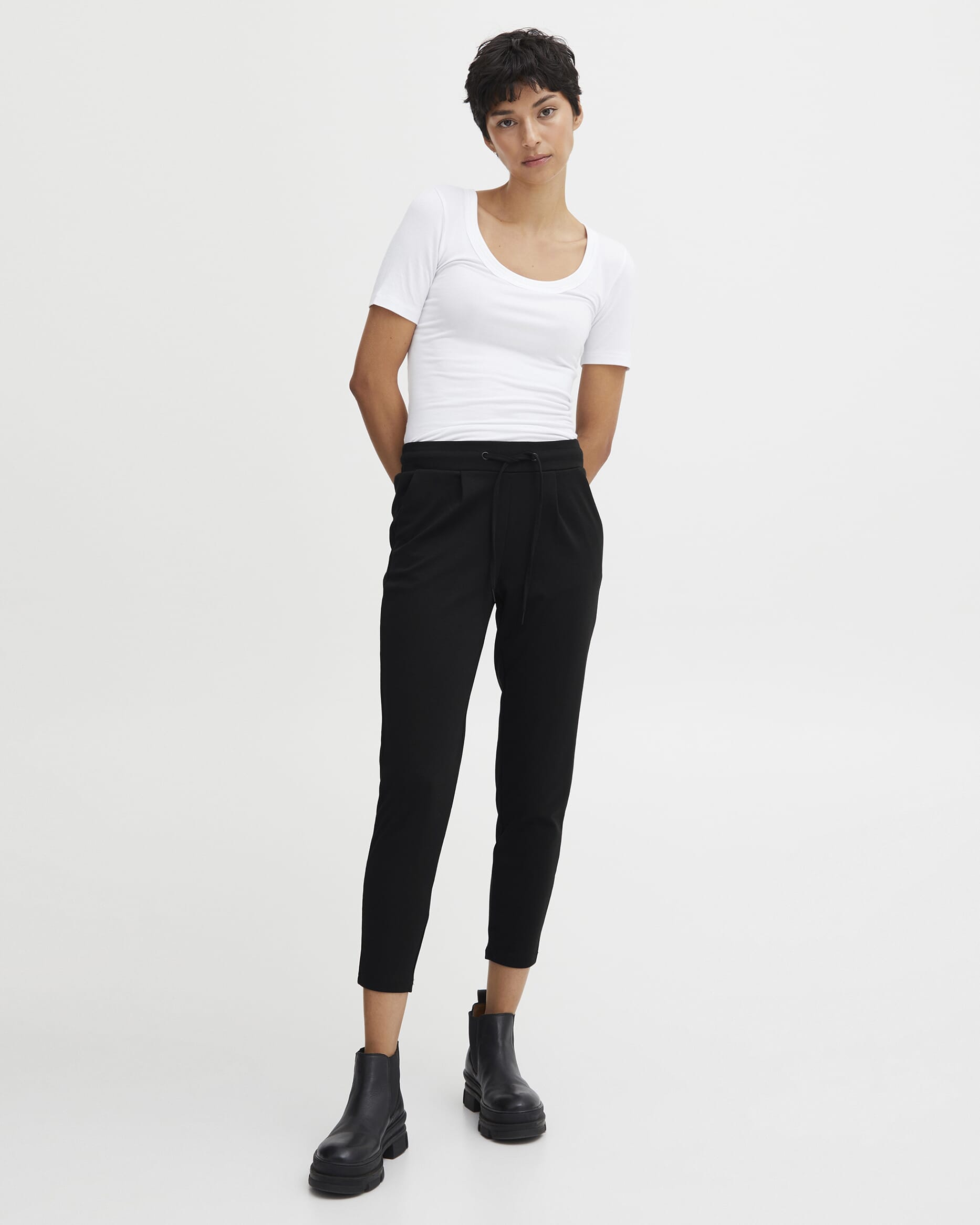 ICHI Bukse Kate - Cropped, XL, ICHI Bukse Svart XL