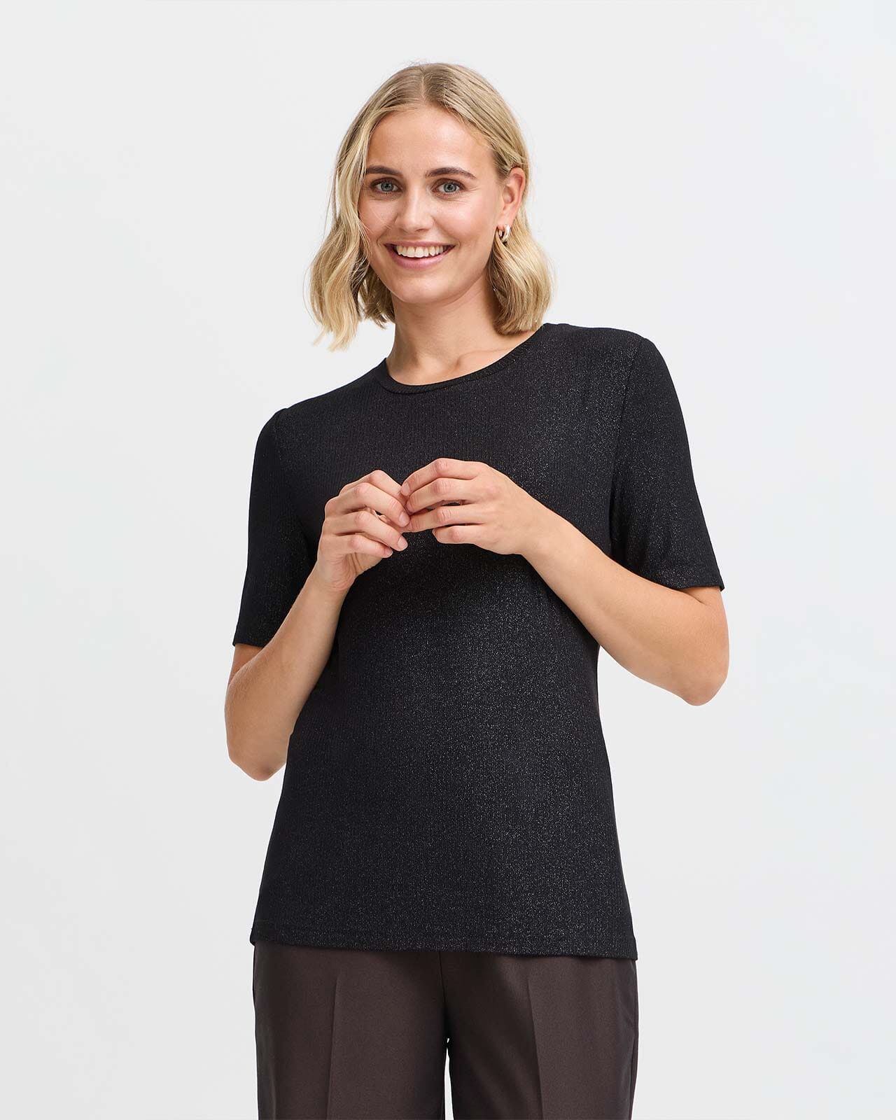 Fransa Topp Regina SS, S, Fransa Topp Svart S