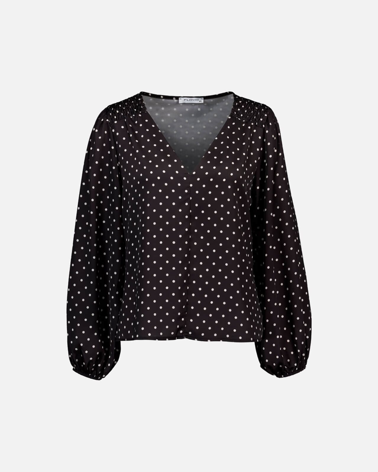 FLOYD Bluse Janita Polka, XL, FLOYD Bluse Svart XL