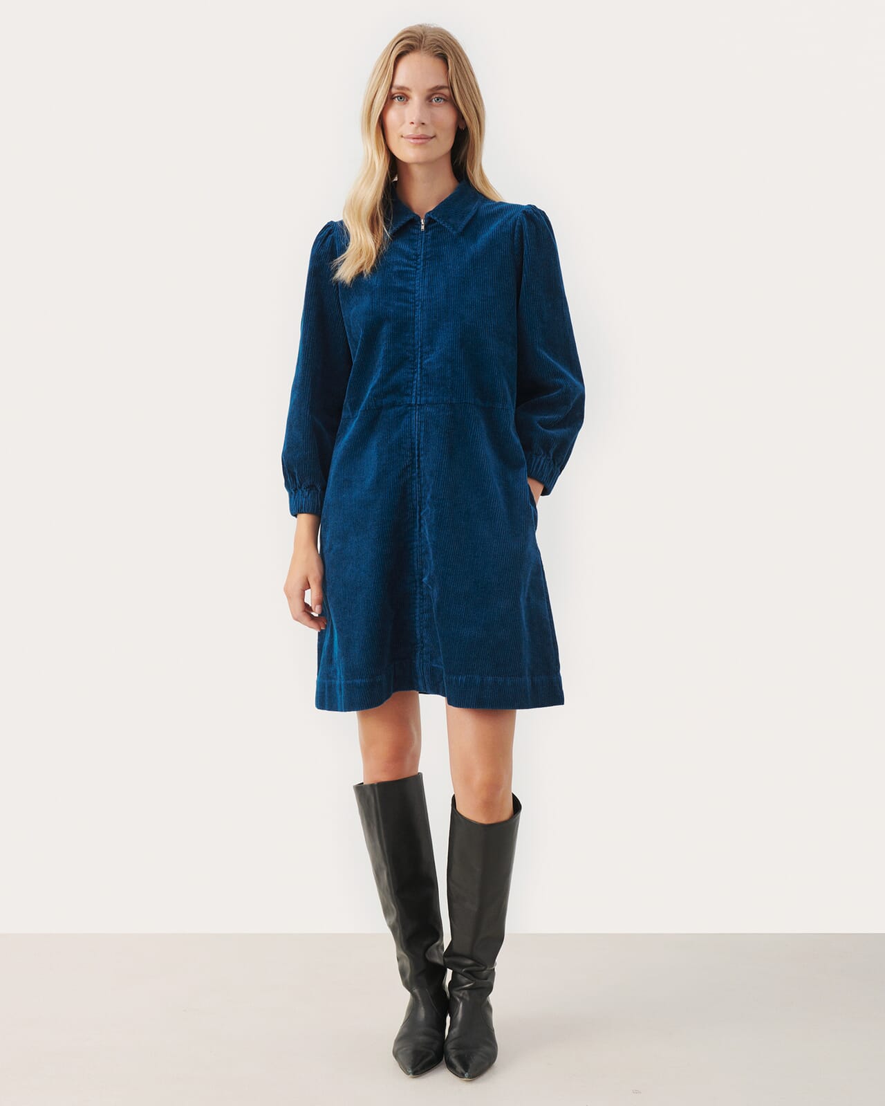 Part Two Eyvor Short Zip Front Cord Dress Tawny Port