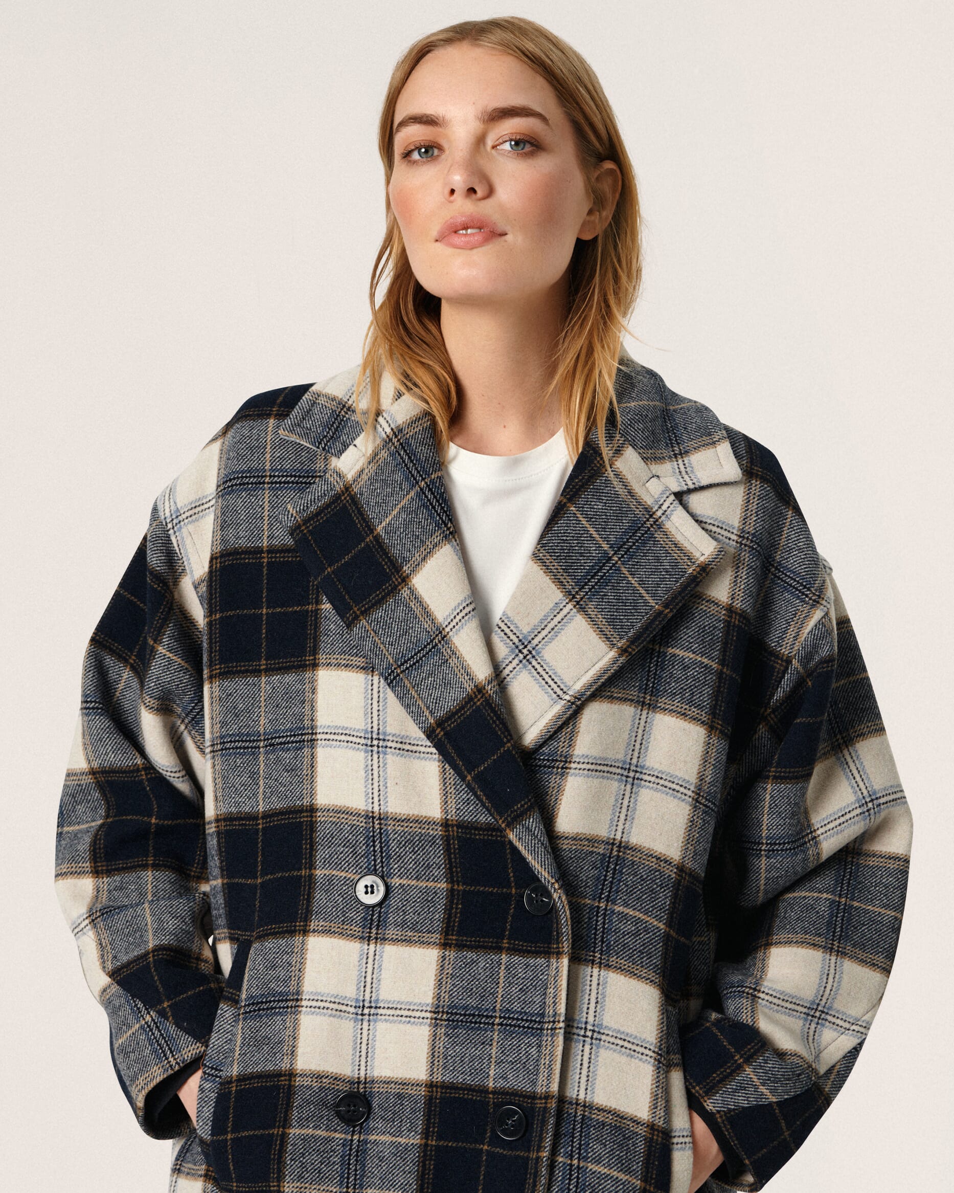 Allsaints simi check outlet coat