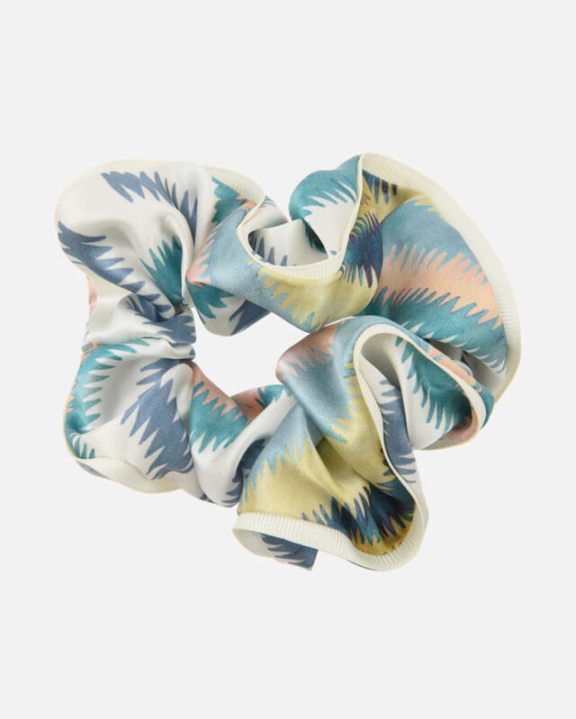 Bon Dep Scrunchie Hair Shrunk Silk Liberty fabrics Geo Jewel