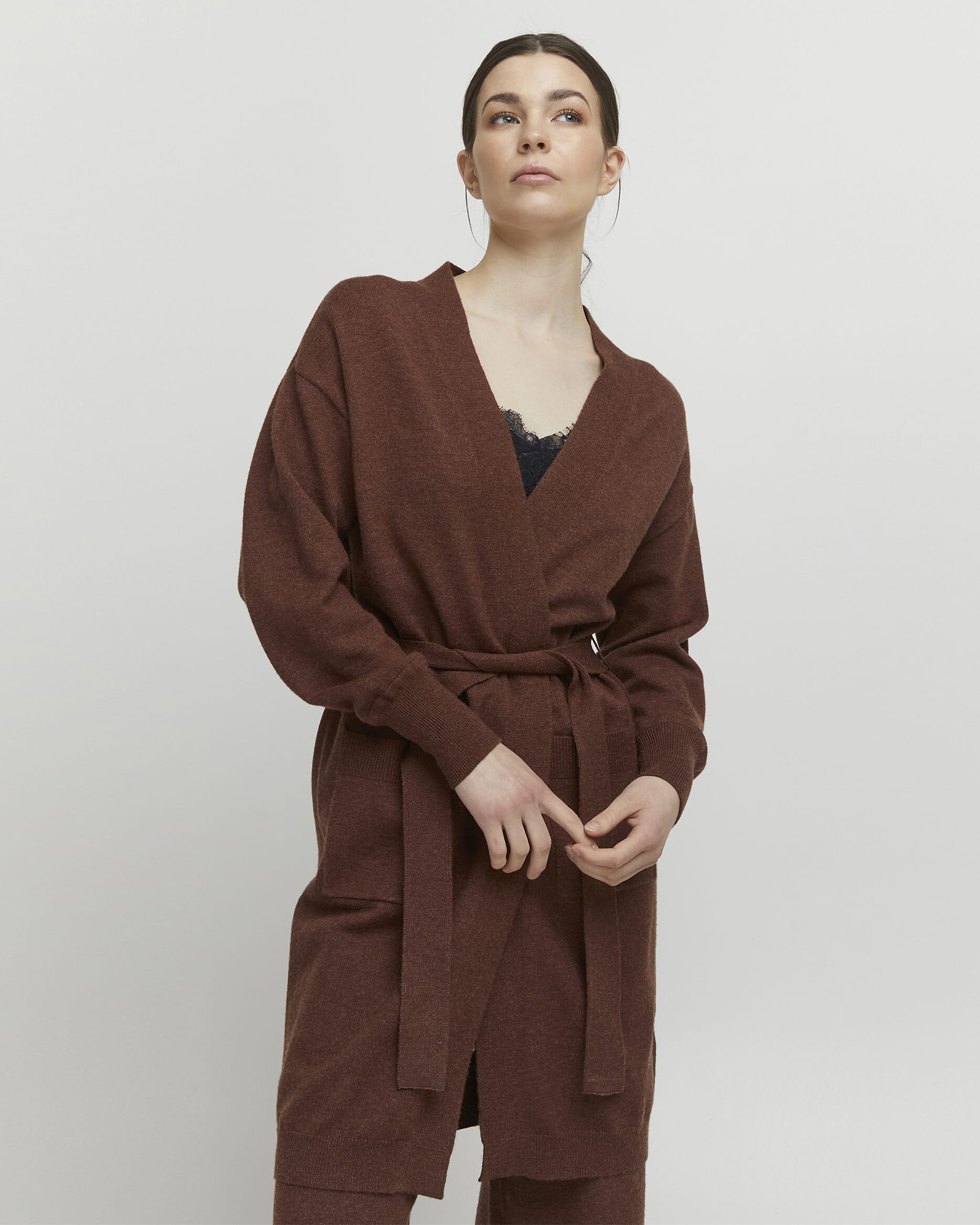 B.young Cardigan Nonina Belt - Brunette Melange | Strikkejakker Og ...