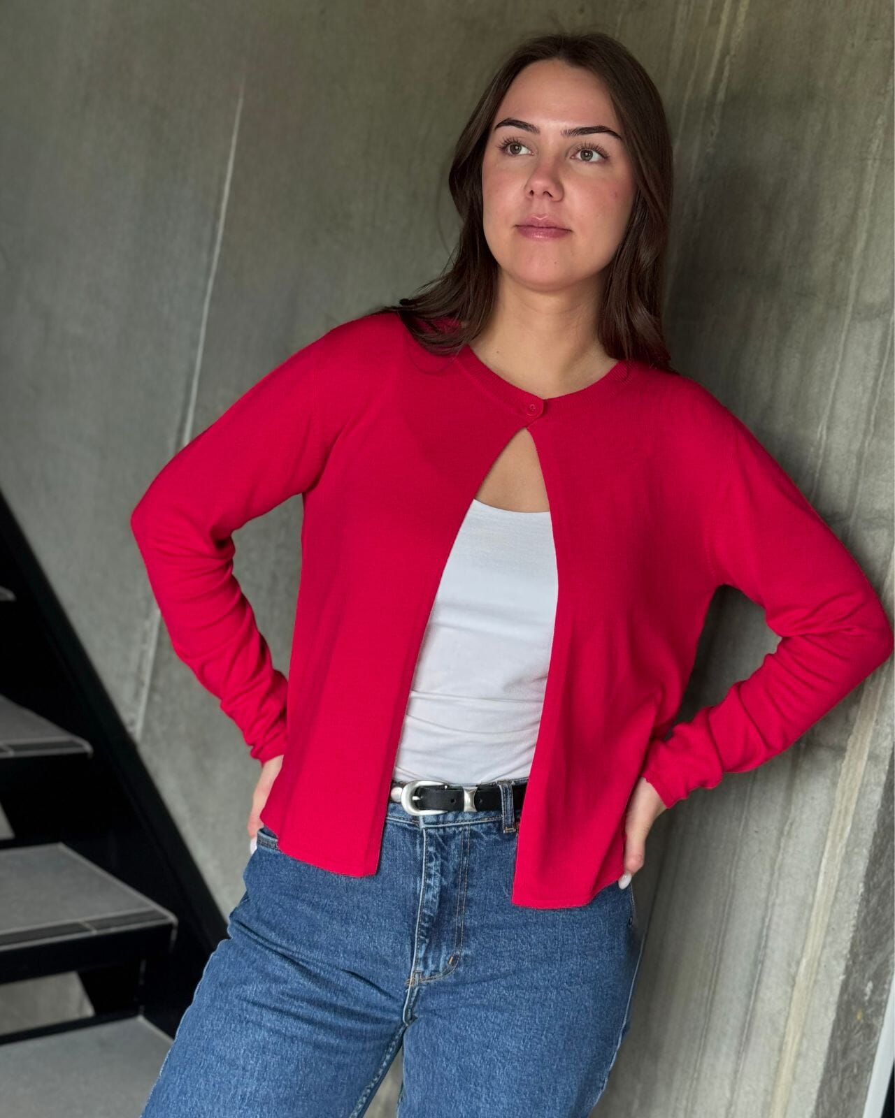 JDY Cardigan Basica, L, JDY Cardigan Rød L