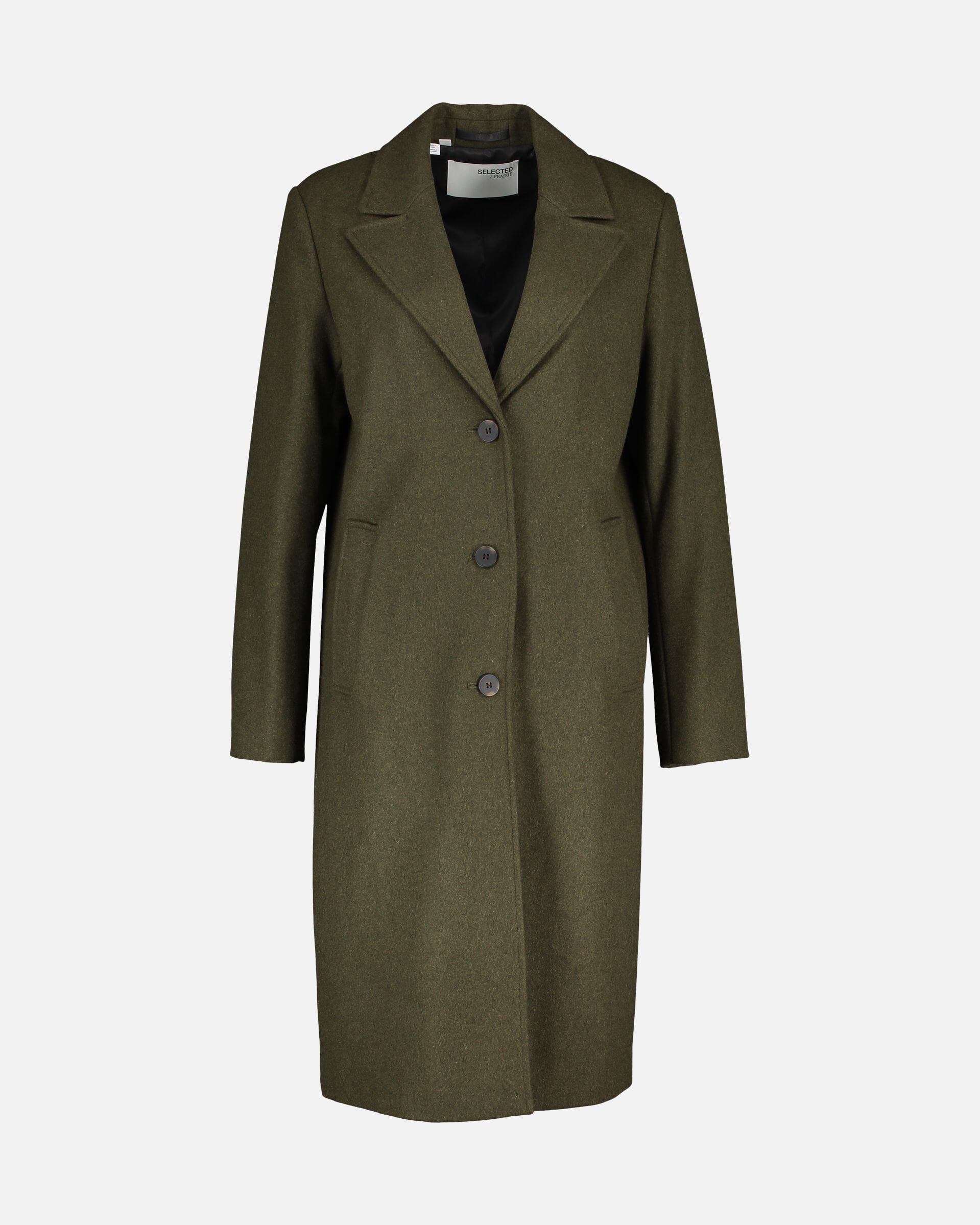 SELECTED FEMME Ullkåpe Falma - Ivy Green/ Melange | Ullkåper til dame ...