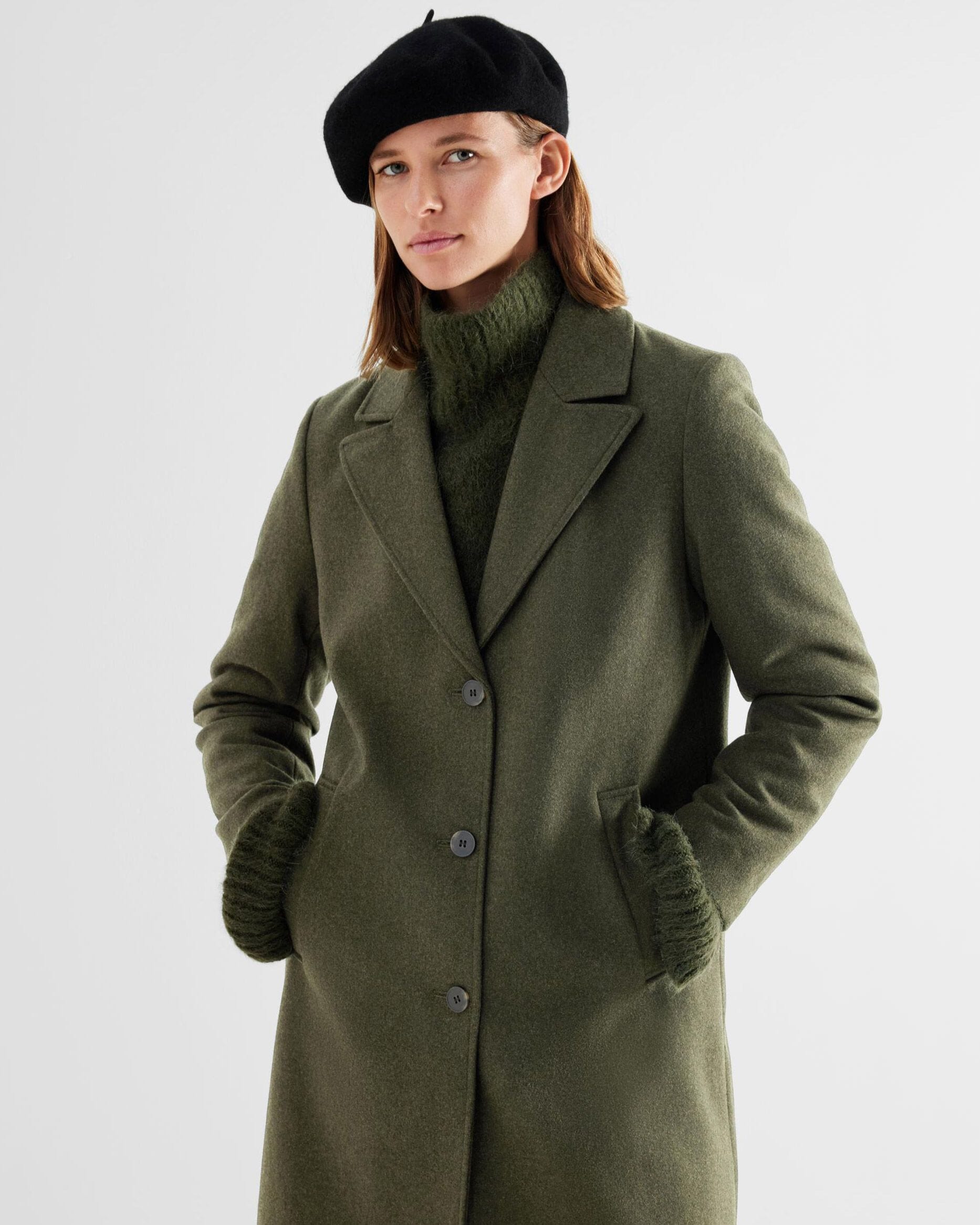 SELECTED FEMME Ullkåpe Falma - Ivy Green/ Melange | Ullkåper til dame ...