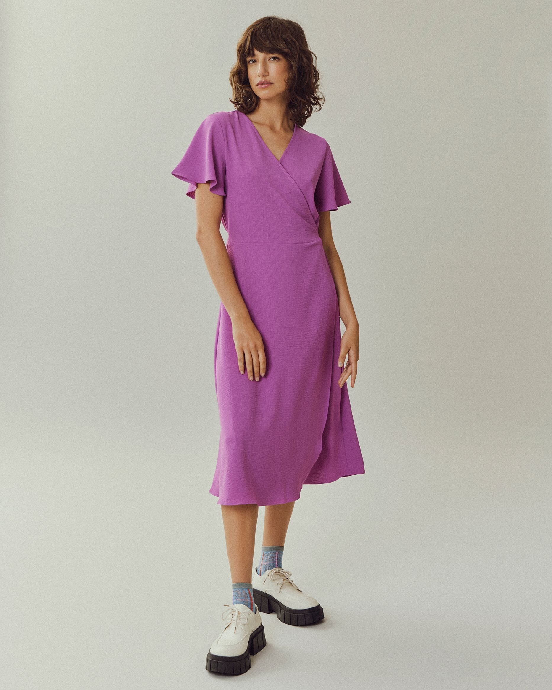 Vila - Vilovie S/S Wrap Midi Dress - 4997132 Birch Flo