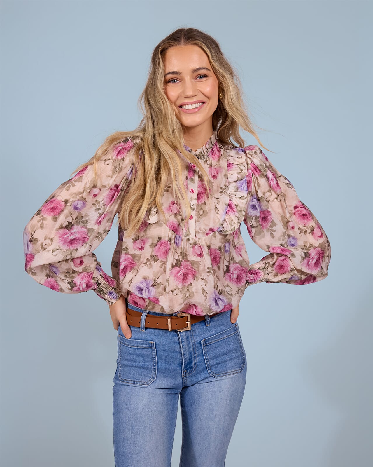 FLOYD Bluse Lany Rose, L, FLOYD Bluse Flerfarget L