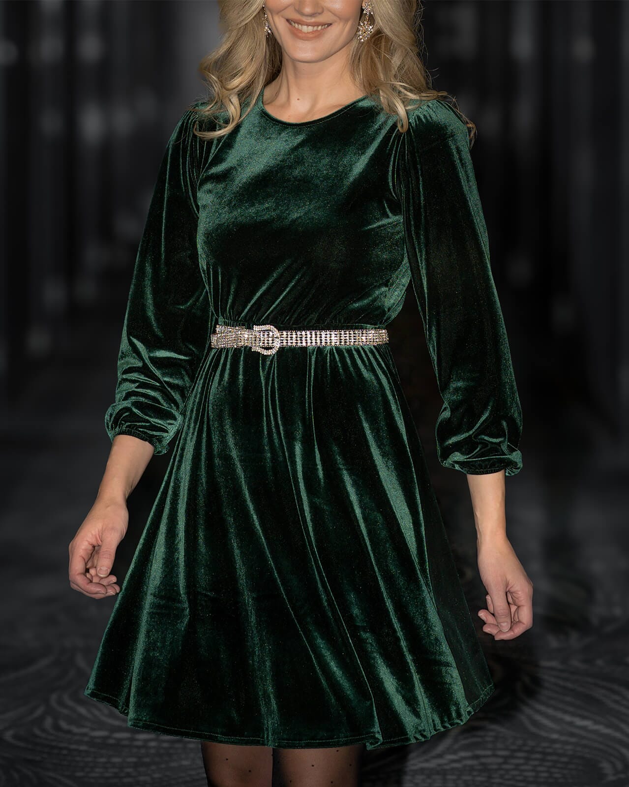 FLOYD Kjole Celina Velvet, XS, FLOYD Kjole Grønn XS