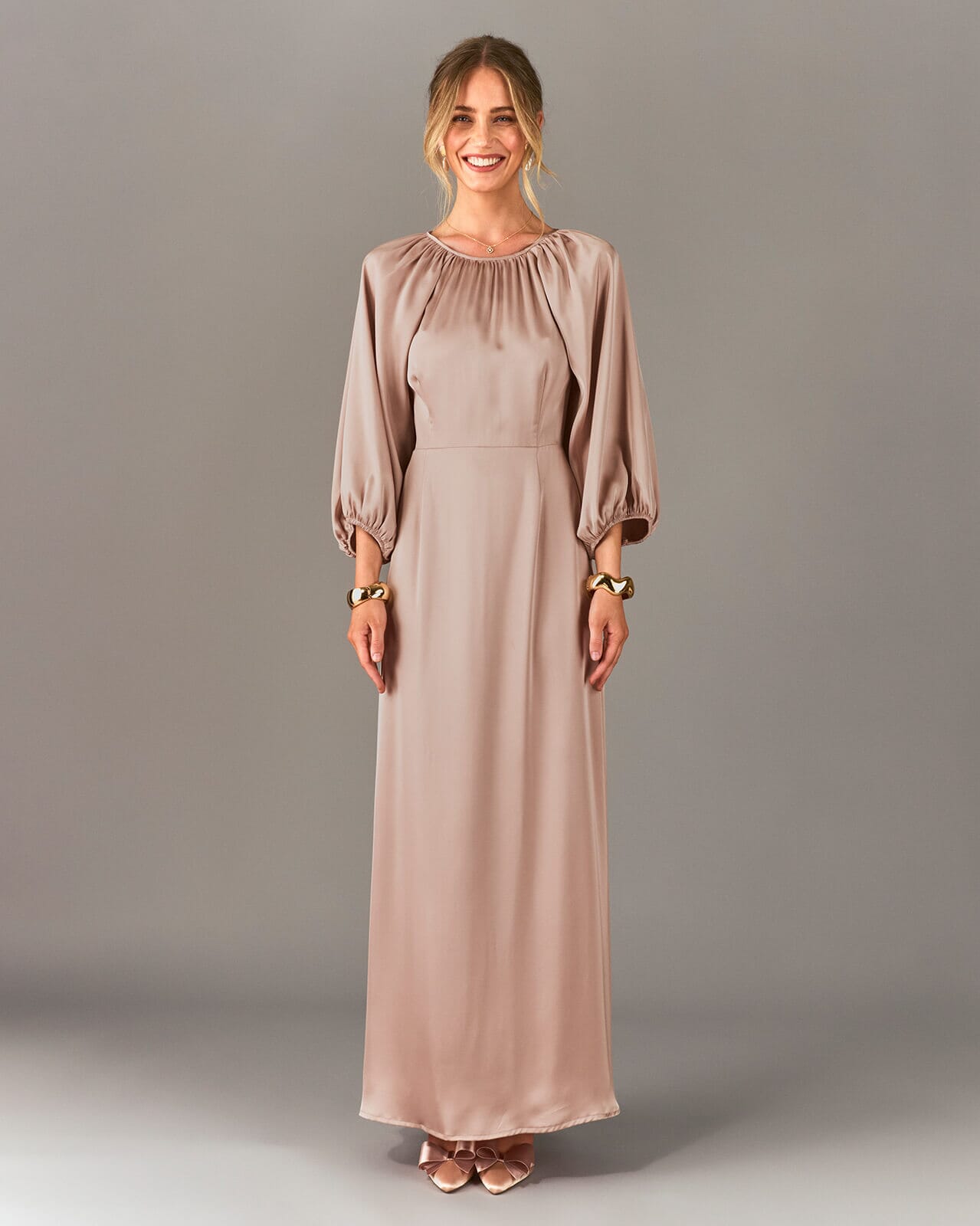 FLOYD Maxikjole Mena, S, FLOYD Kjole Beige S