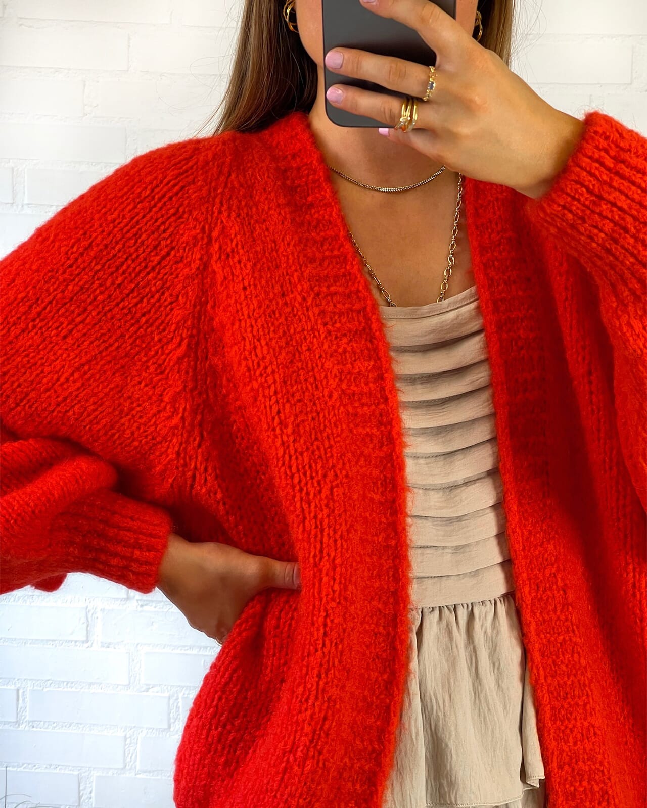 Noella Cardigan Fora Knit Red Cardigans og strikkejakker til dame FLOYD.no