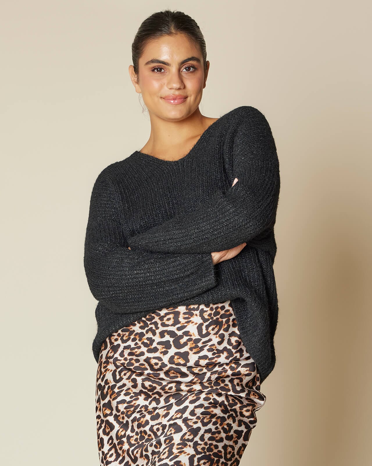 Strikkegenser Ariella Strikkegenser Svart XS | truncate: '150'}}