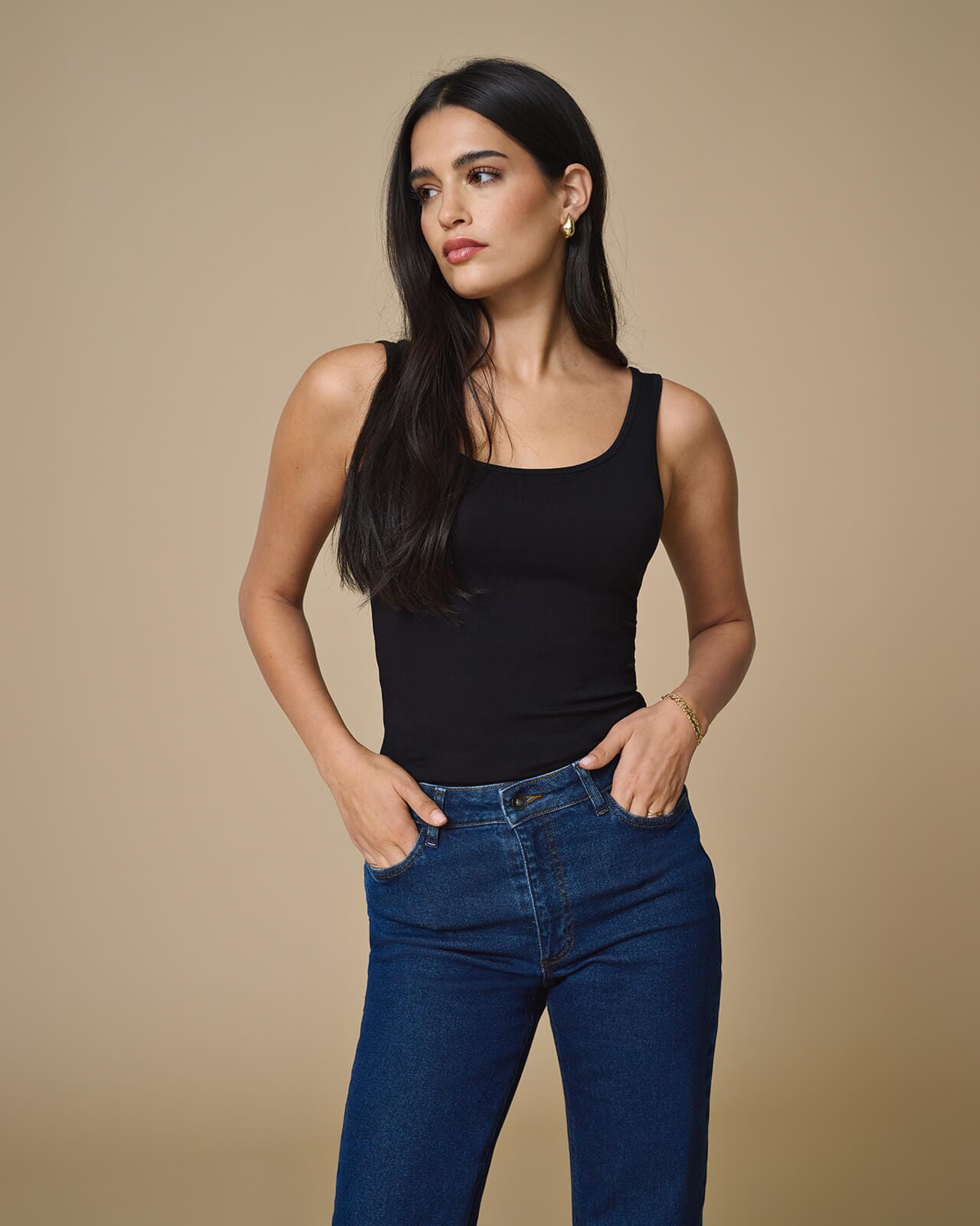 JDY Singlet Ava S/L Tank Top, L, JDY Singlet Svart L