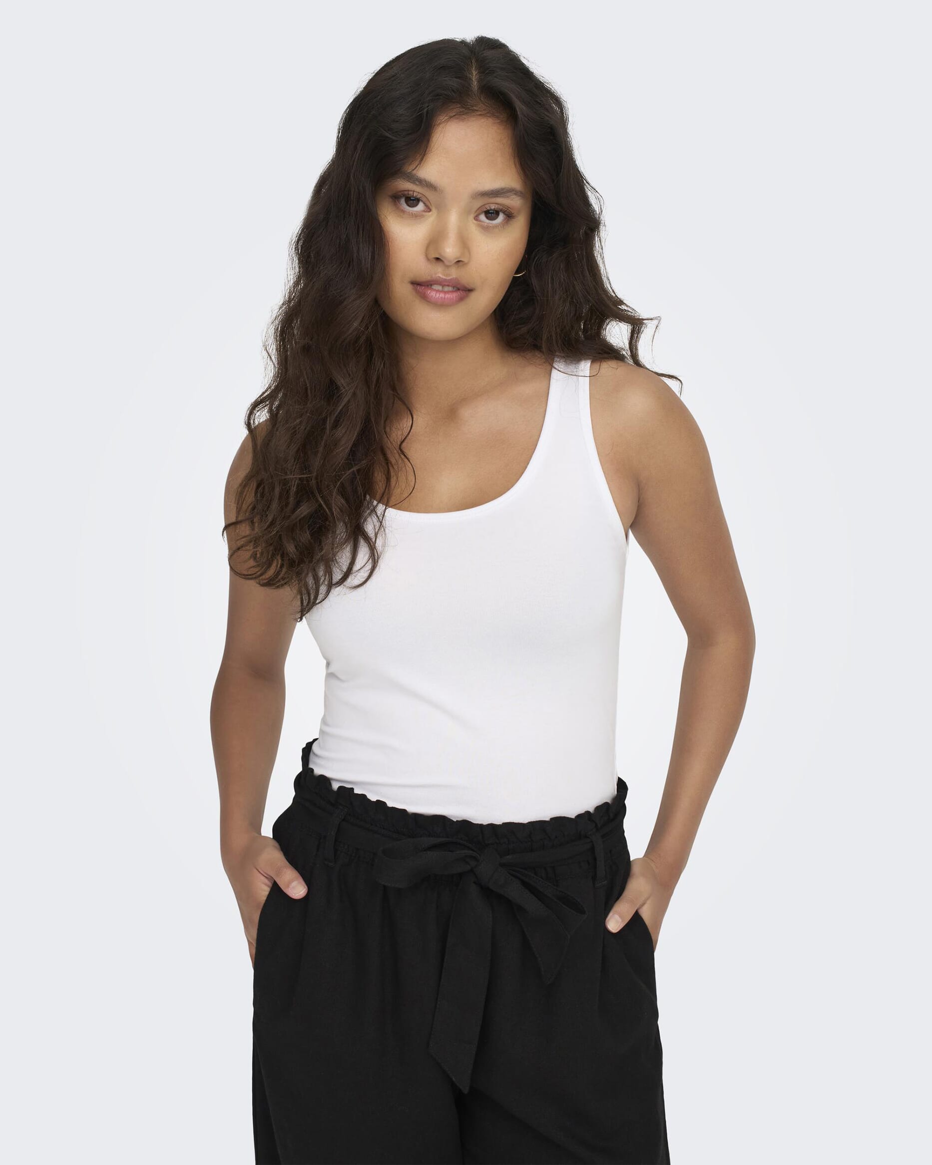 JDY Singlet Ava S/L Tank Top, L, JDY Singlet Hvit L