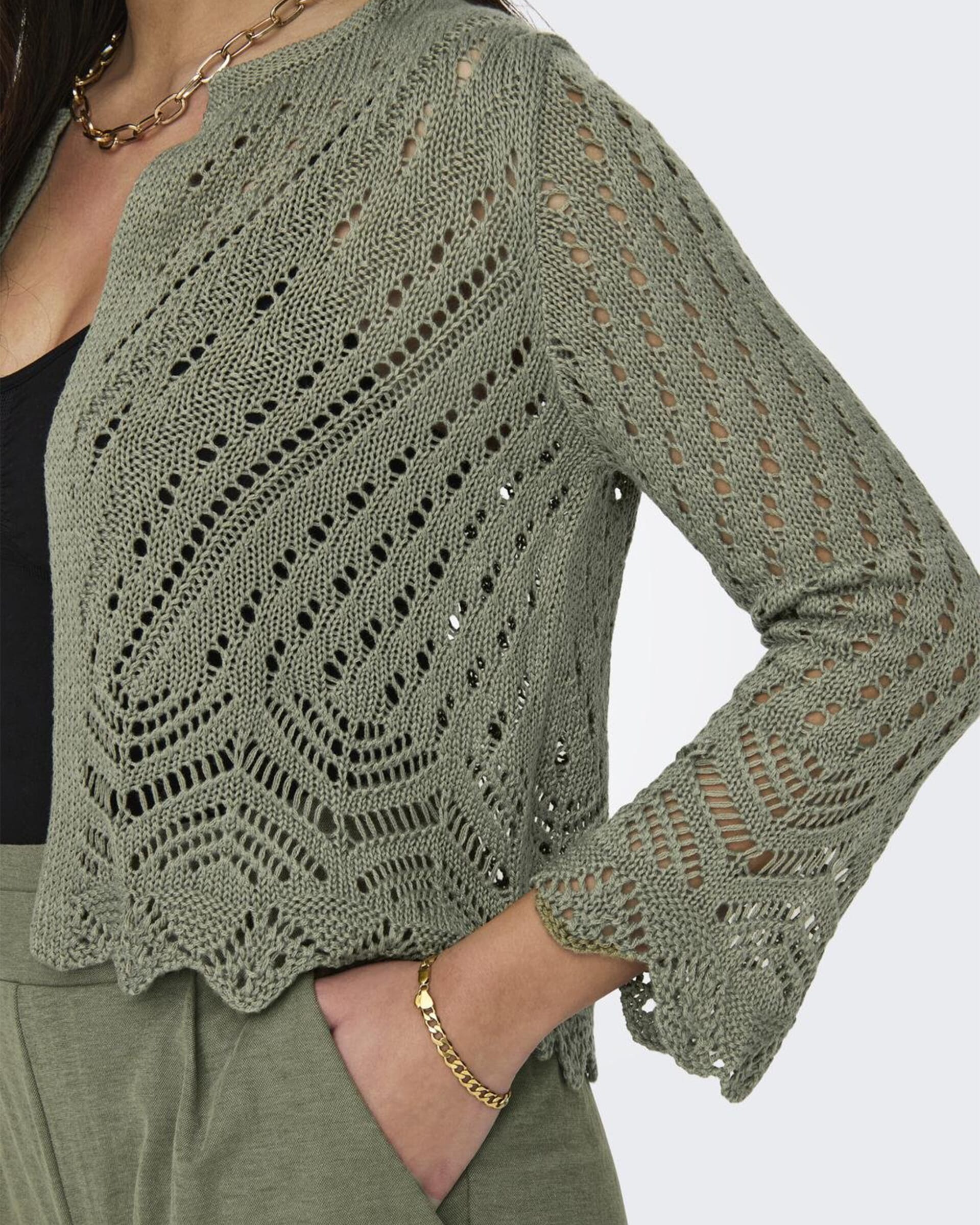 Crema M Cardigan in Lichene