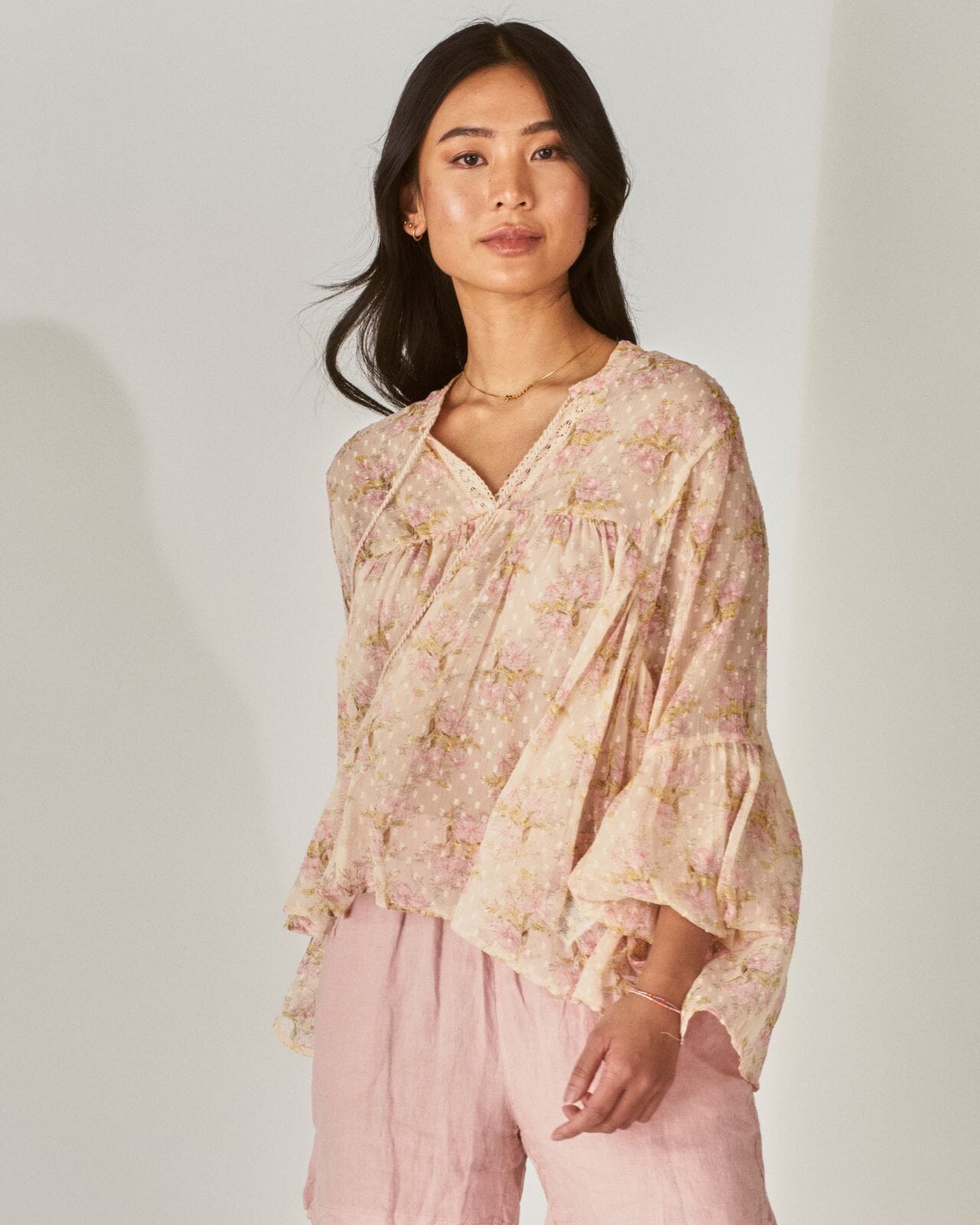 ONLY Bluse Aida Elisa LS - Egret/ Lily Garden