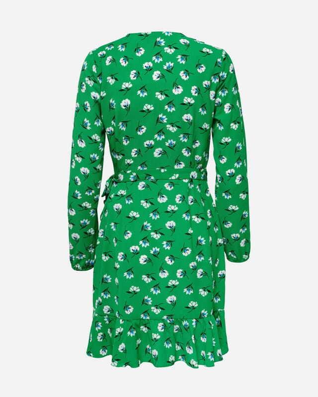 Carly L S Wrap Dress Green Jacket Aop Whi