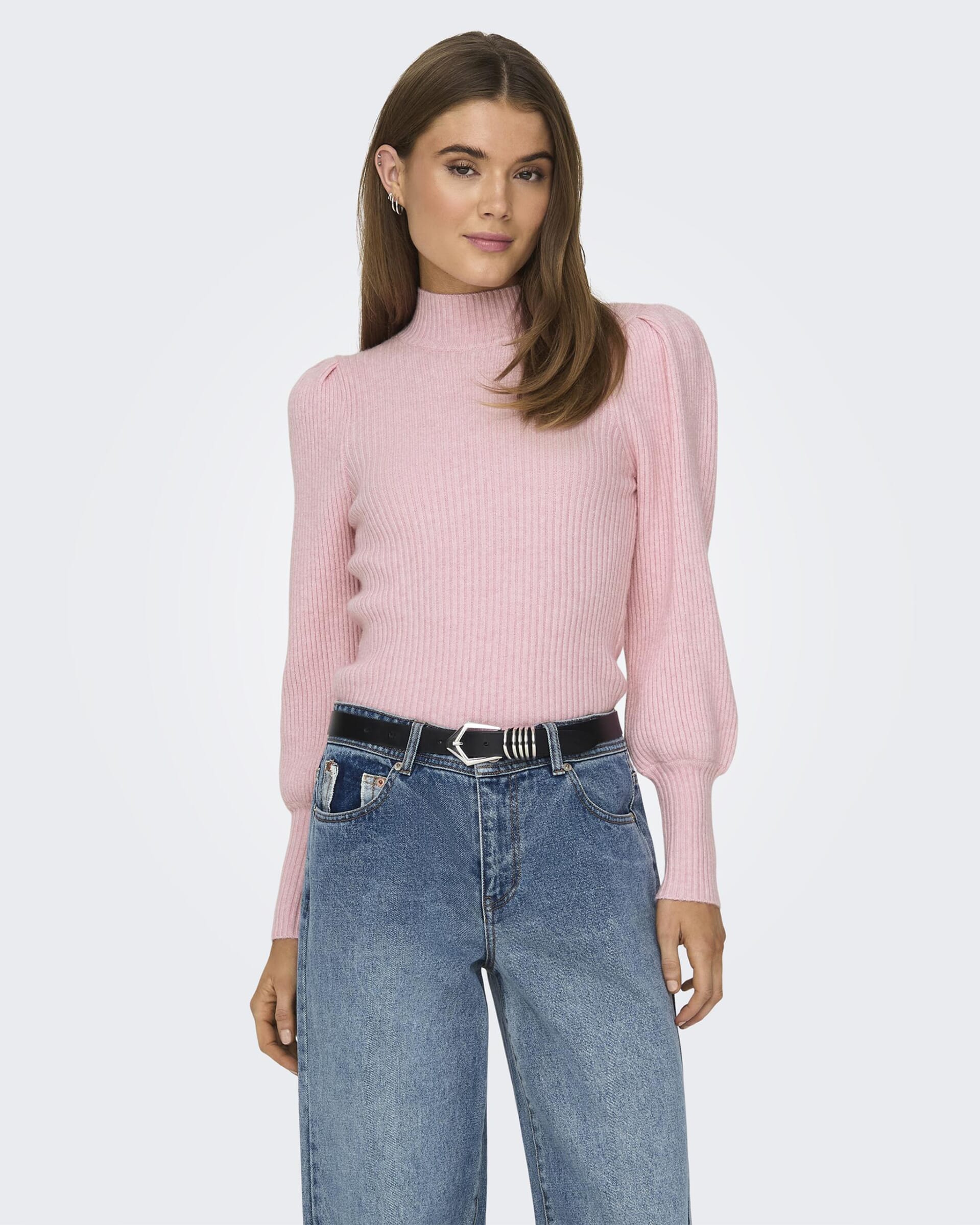 Ibi L S Highneck Pullover Black Stripes W Whit