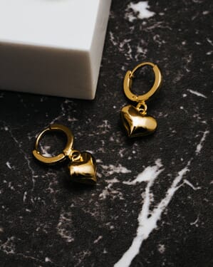 Øreringer Domed Heart Charm