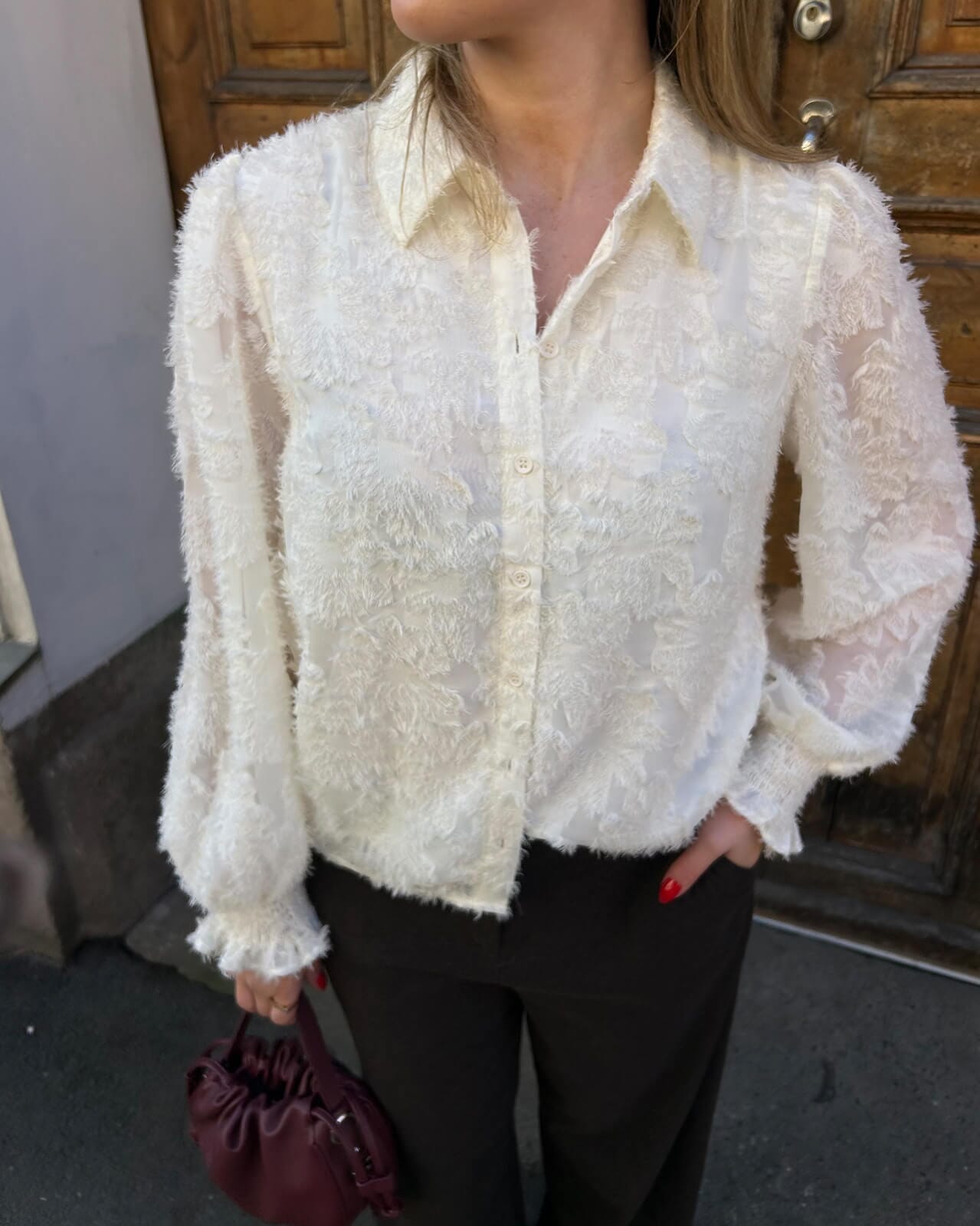 PIECES Skjorte Pina, M, PIECES Skjorte Hvit M