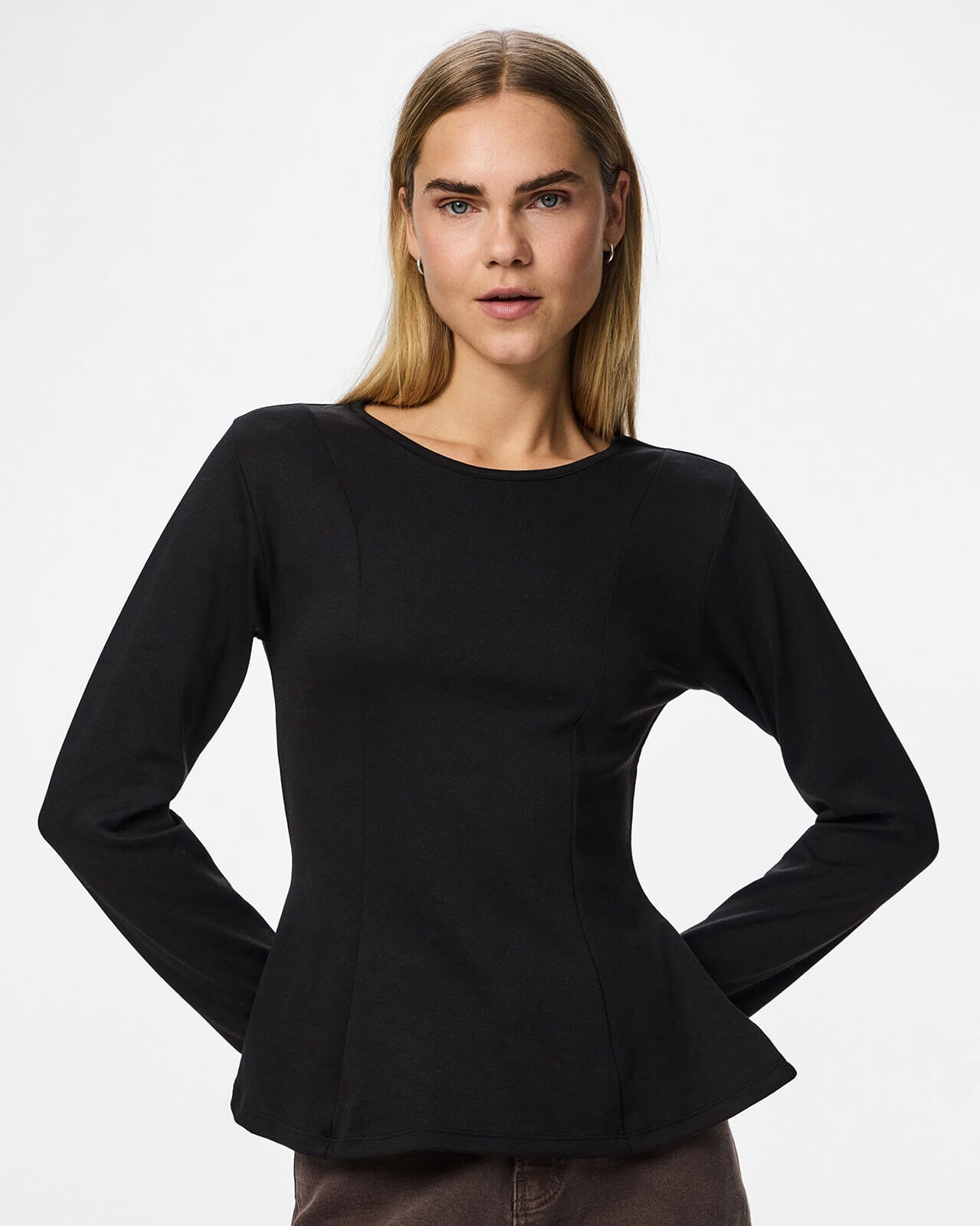 PIECES Topp Lucci Peplum, S, PIECES Topp Svart S