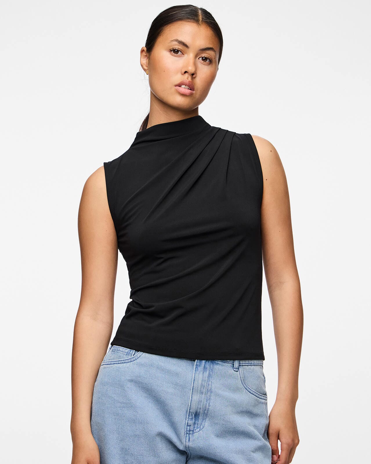 PIECES Topp Madison Draped, S, PIECES Topp Svart S