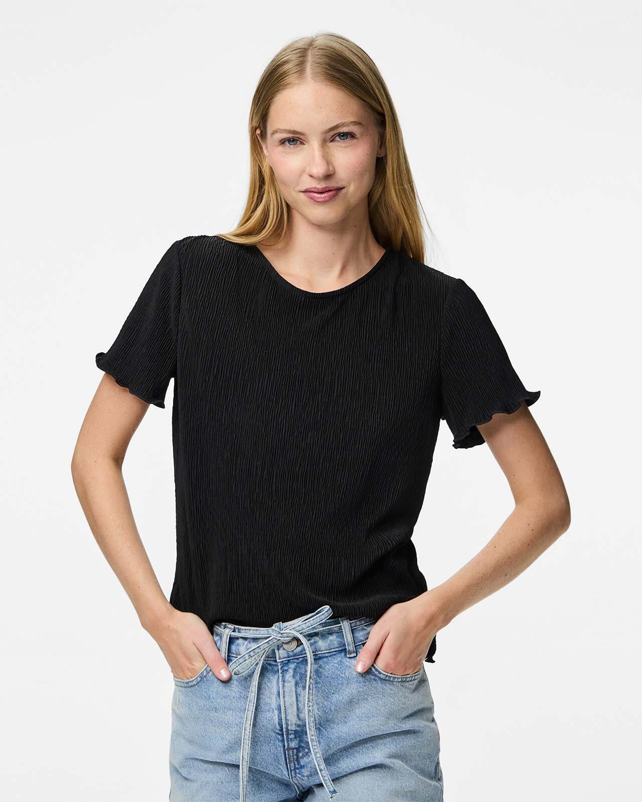 PIECES Topp Flora, L, PIECES Topp Svart L