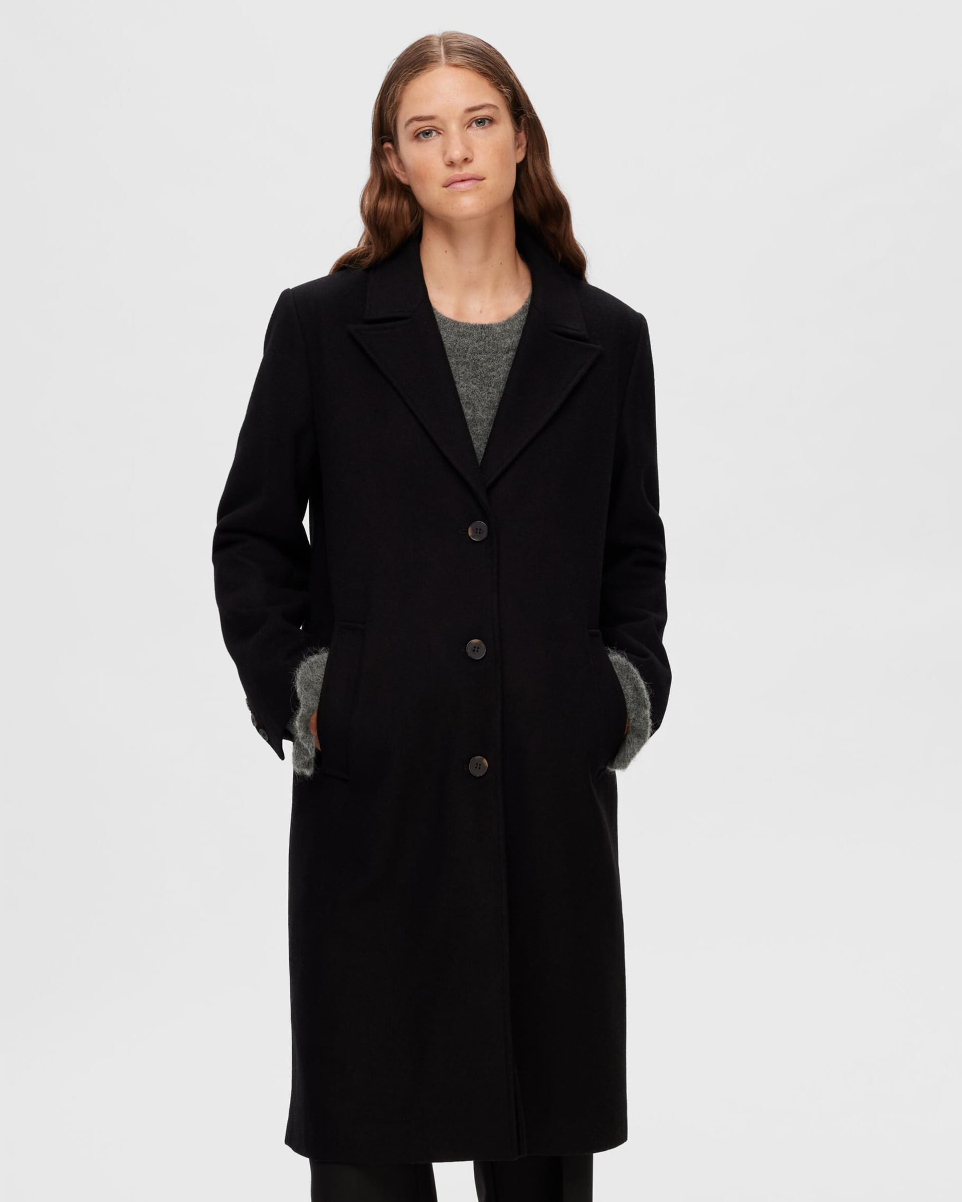 SELECTED FEMME Ullkåpe Falma - Black | Ullkåper til dame | FLOYD.no