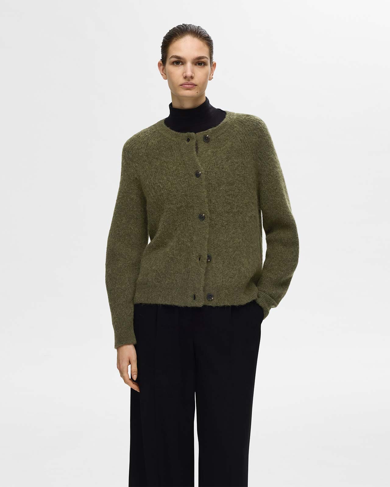 Lulu New Ls Knit Long Cardigan B Kalamata Melange
