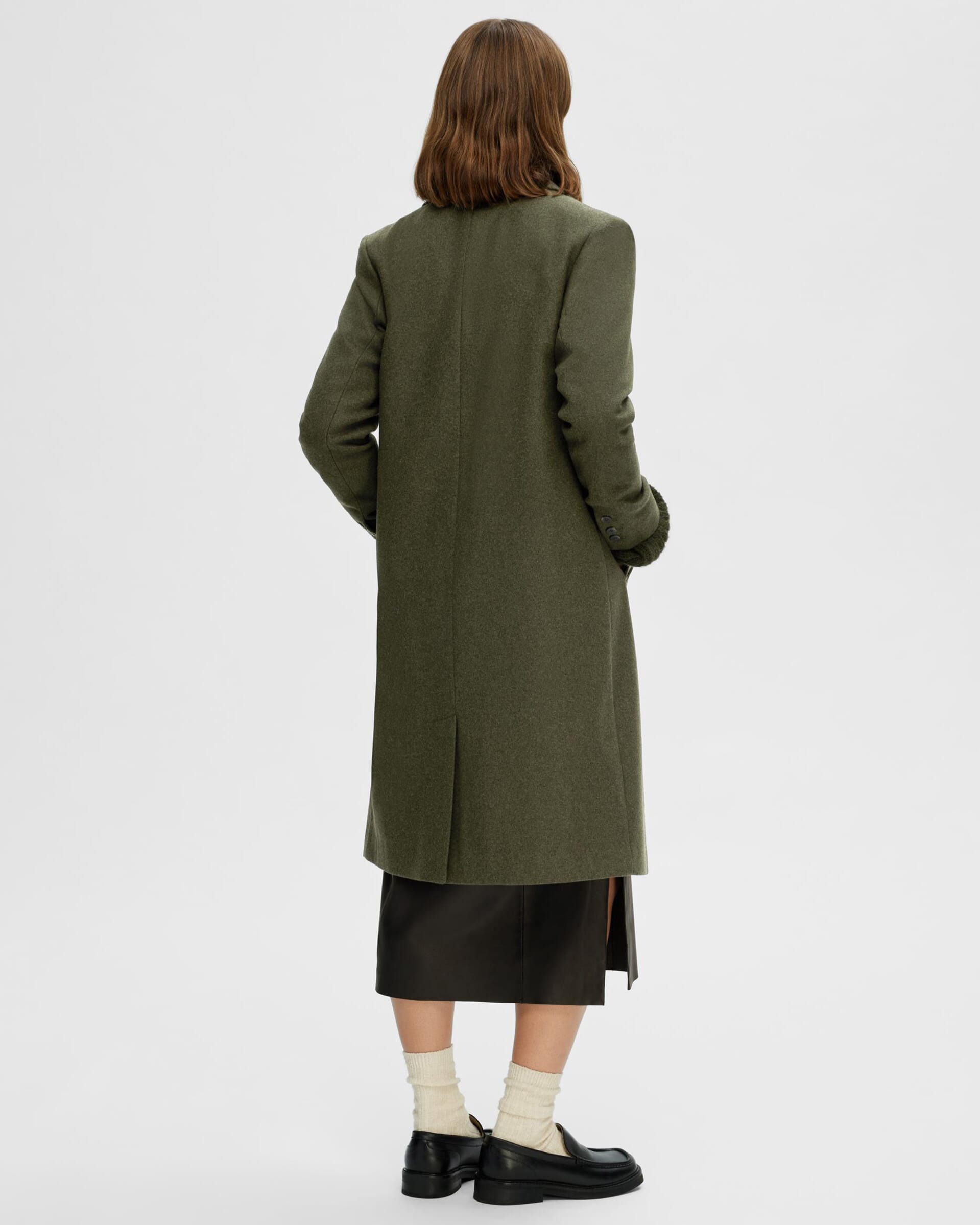 SELECTED FEMME Ullkåpe Falma - Ivy Green/ Melange | Ullkåper til dame ...