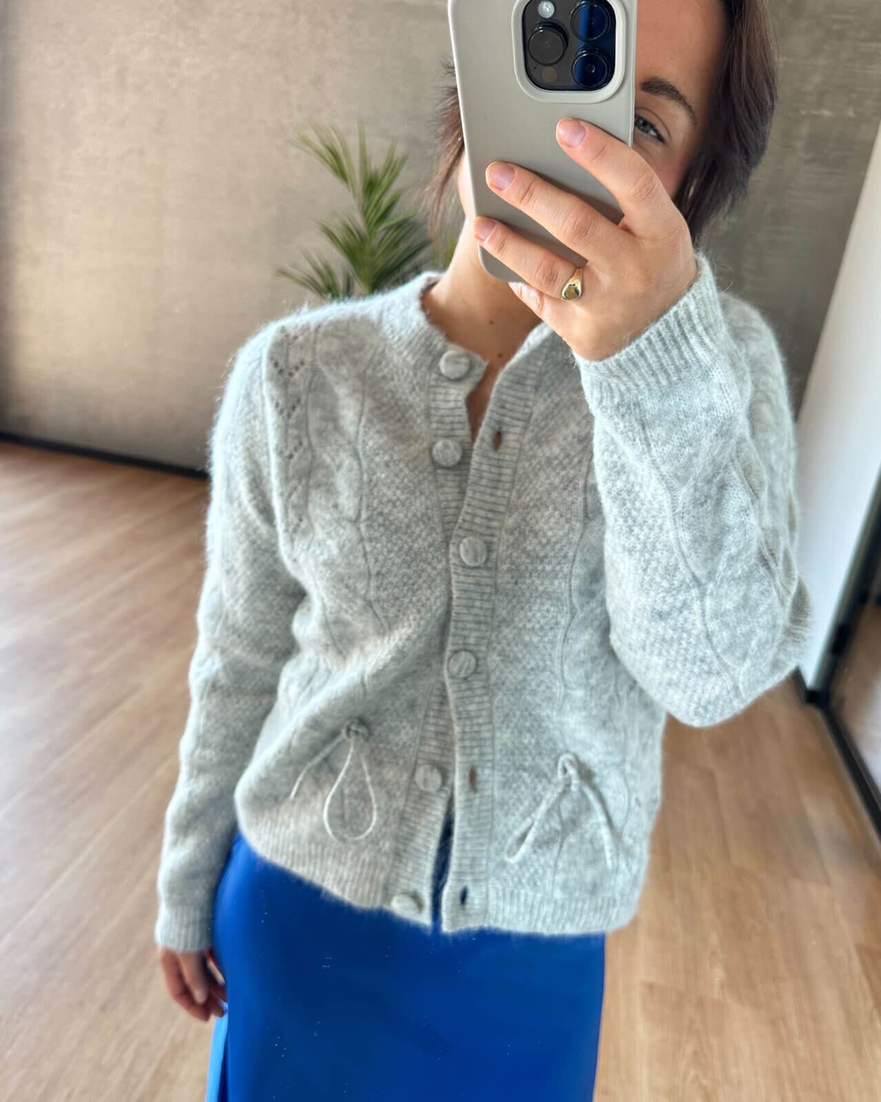 Vera Ls Knit Zip Cardigan Birch
