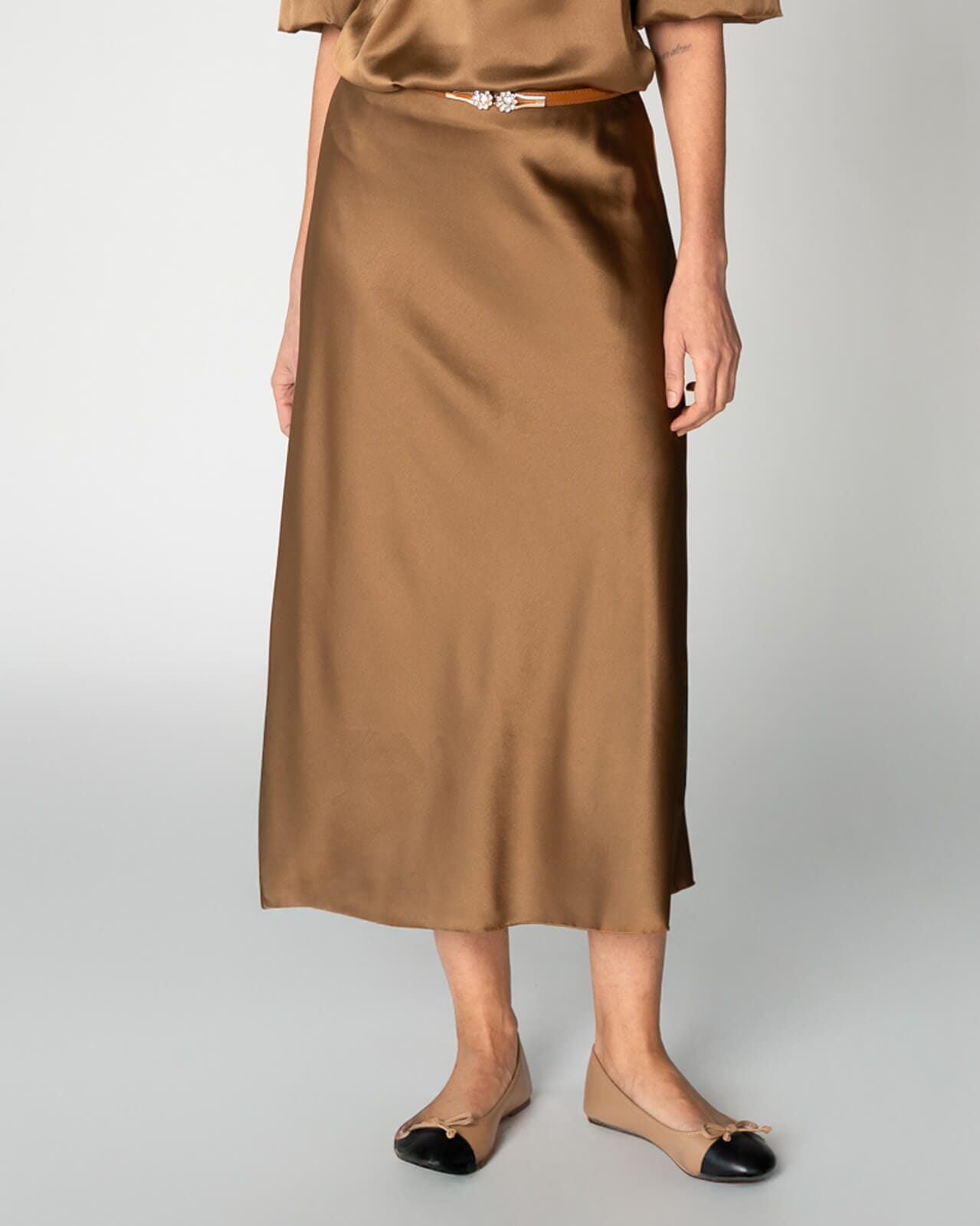 FLOYD Satengskjørt Jacklin, XL, FLOYD Skjørt Brun XL