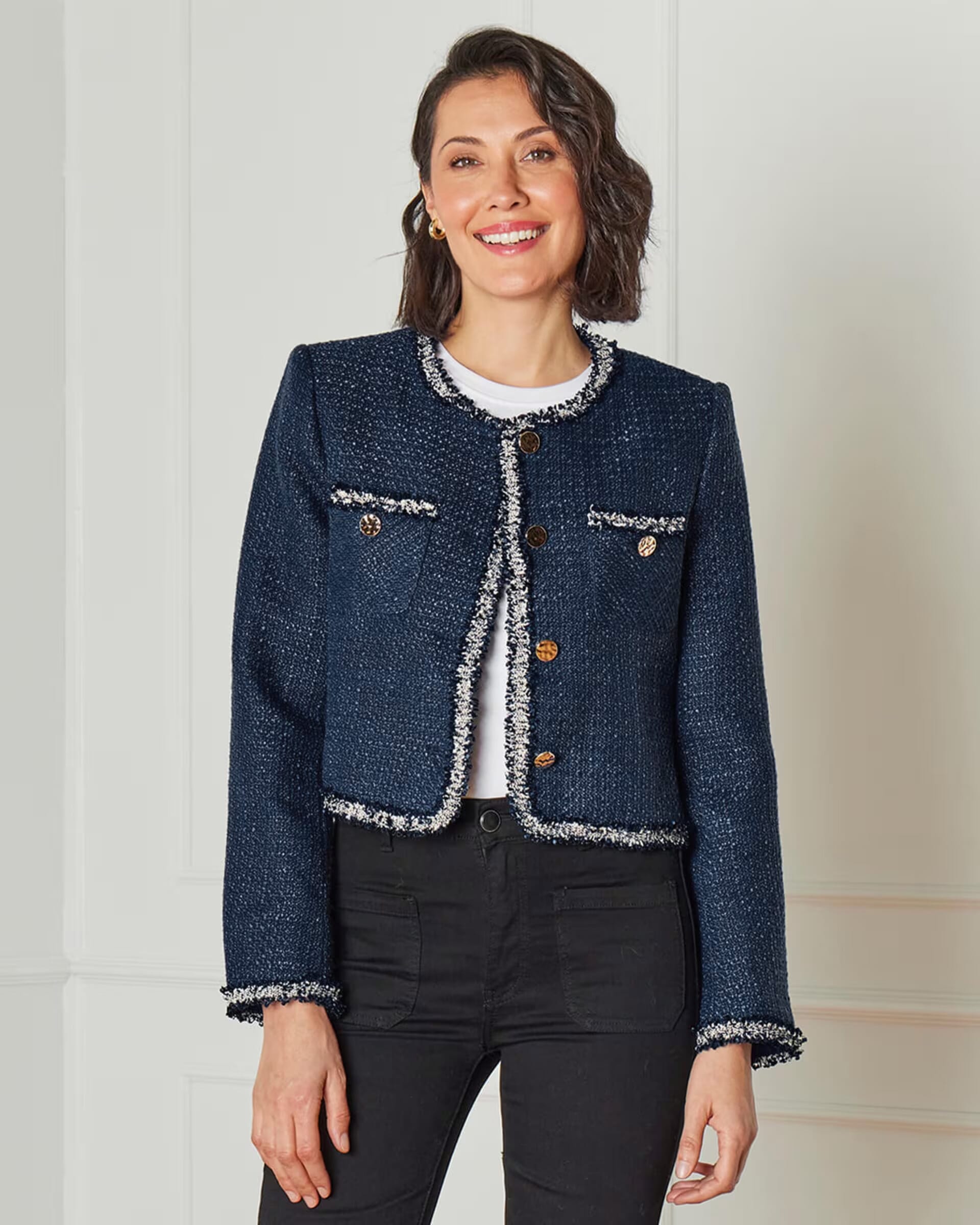 FLOYD Tweedjakke Conni, S, FLOYD Jakke Blå S