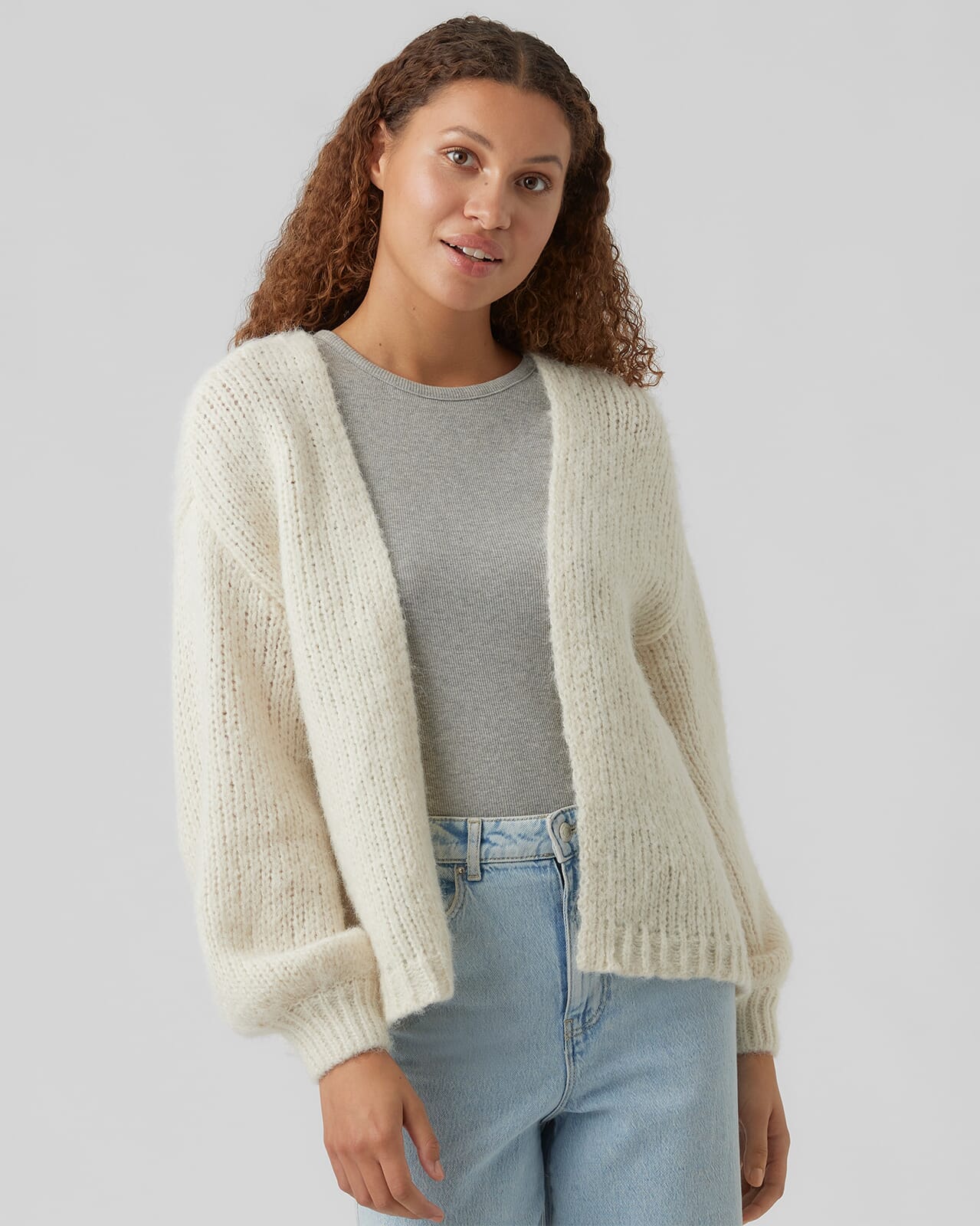 VERO MODA Strikket Cardigan Maybe Open, L, VERO MODA Cardigan Hvit L