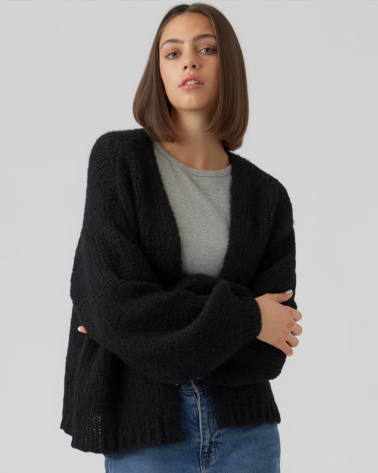 VERO MODA Strikket Cardigan Maybe, L, VERO MODA Cardigan Svart L
