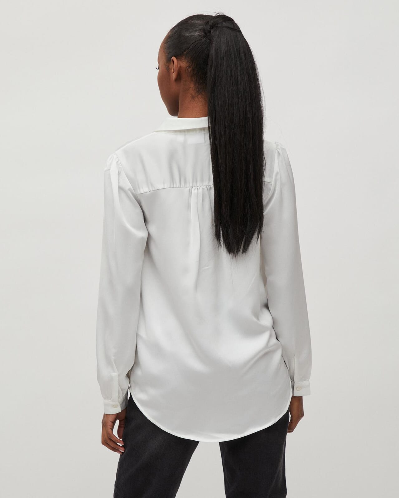 Ellette Satin L S Shirt Pineneedle