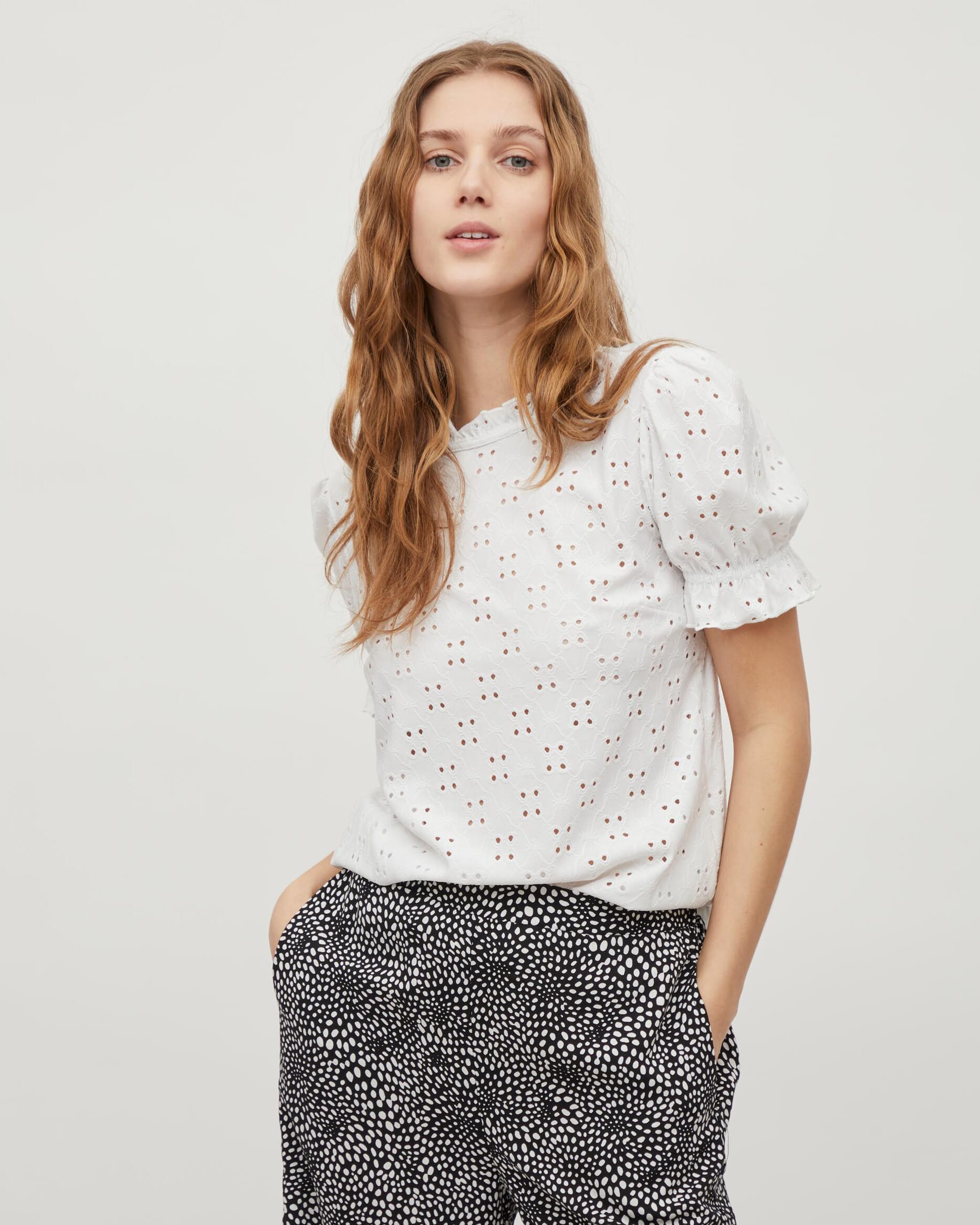 VILA Topp Kawa Flounce, XS, VILA Topp Hvit XS