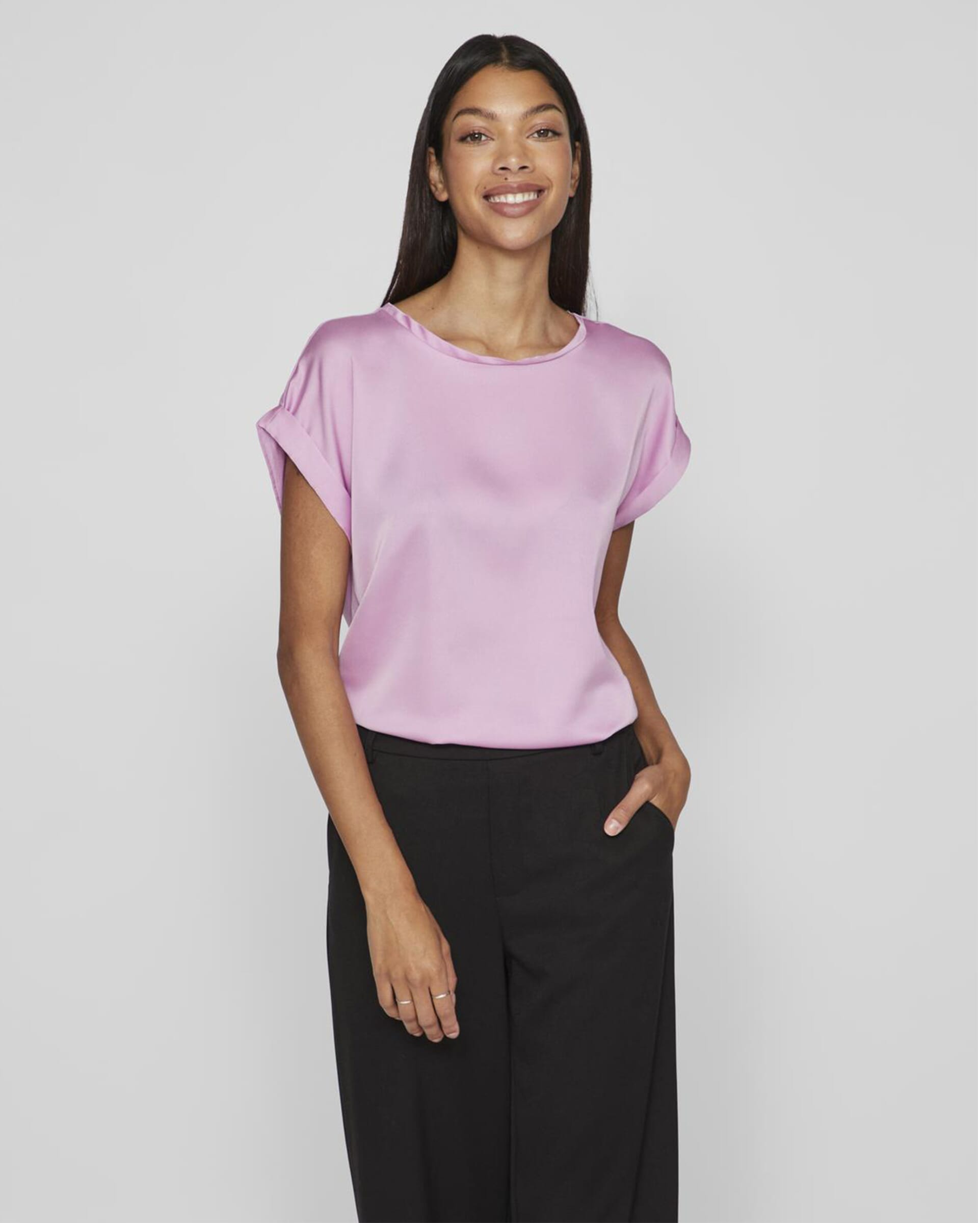 Viellette S S Satin Top Sweet Lavender