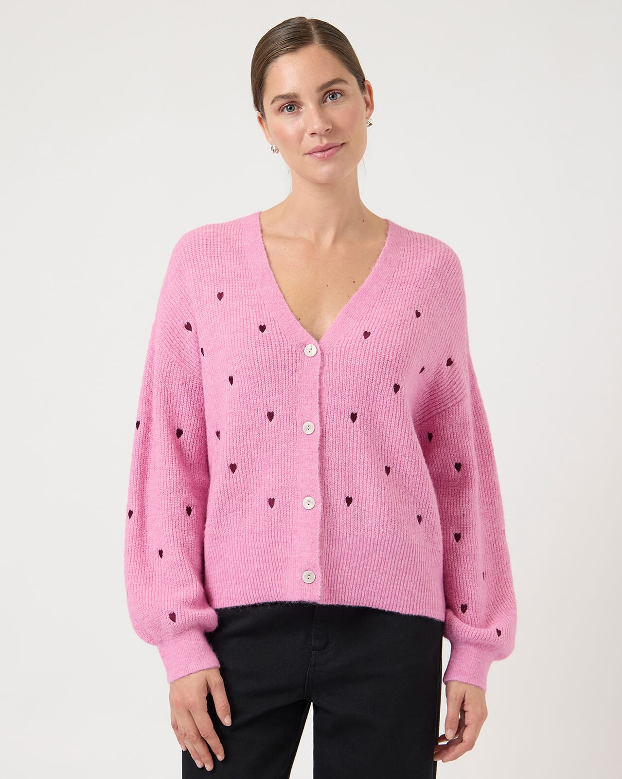 Y.A.S Strikket Cardigan Fleur, XL, Y.A.S Cardigan Rosa XL